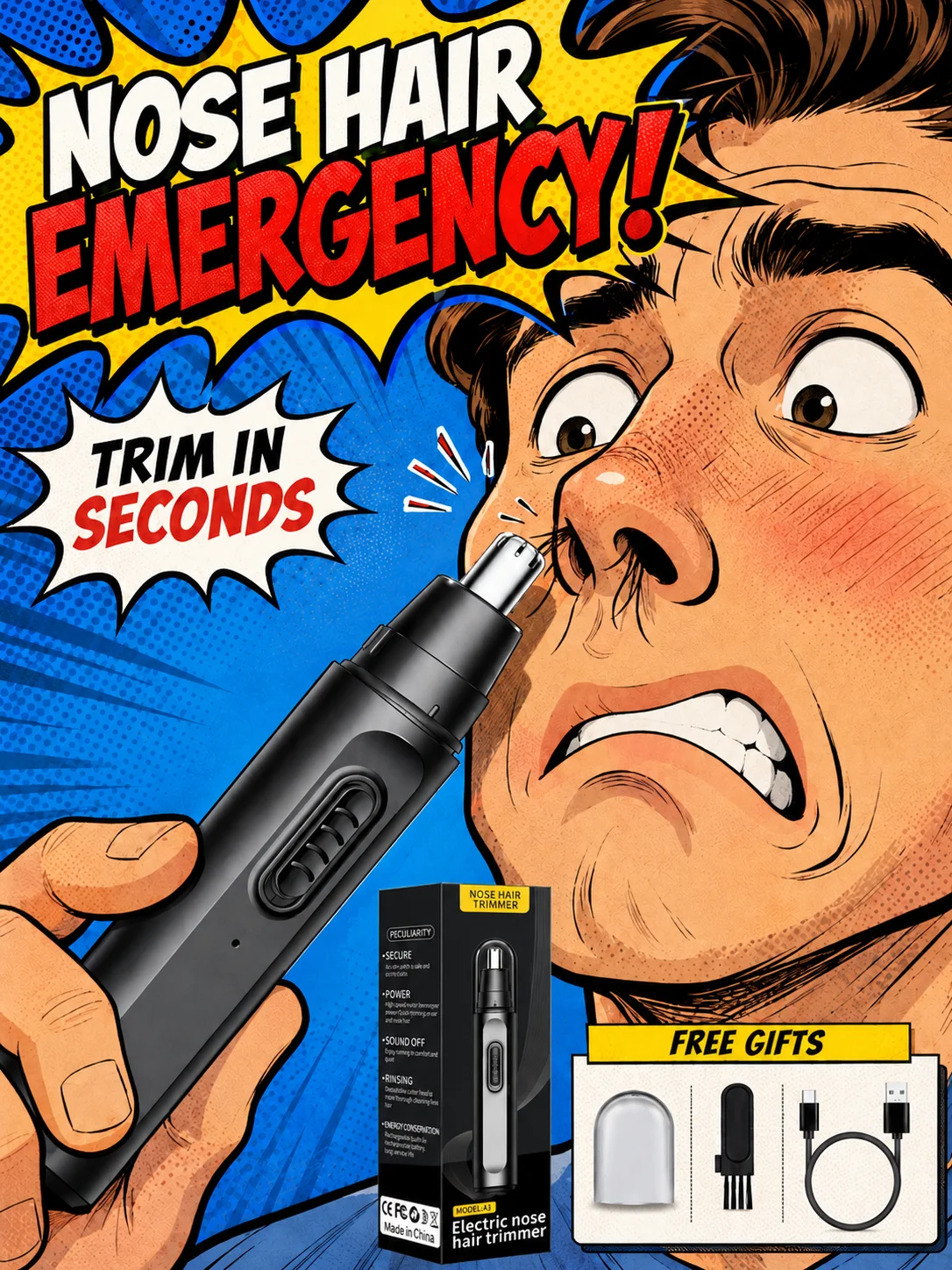 Electric nose hair trimmer, Say goodbye to annoying and embarrassing close-up moments.
Electric nose hair trimmer, Say goodbye to annoying and embarrassing close-up moments.