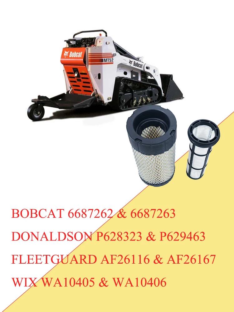 Air Filter Kit 6687262 6687263 P628323 P629463 AF26116 AF26350 WA10405 WA10406 for Bobcat Mini Track Loaders MT52 MT55 MT85
Air Filter Kit 6687262 6687263 P628323 P629463 AF26116 AF26350 WA10405 WA10406 for Bobcat Mini Track Loaders MT52 MT55 MT85
