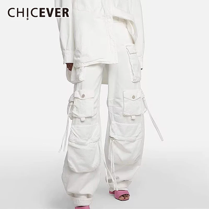 CHICEVER Casual Minimalist Loose Cargo Pants For Women High Waist Patchwork Pockets Streetwear Solid Straight Trousers Female
CHICEVER Casual Minimalist Loose Cargo Pants For Women High Waist Patchwork Pockets Streetwear Solid Straight Trousers Female