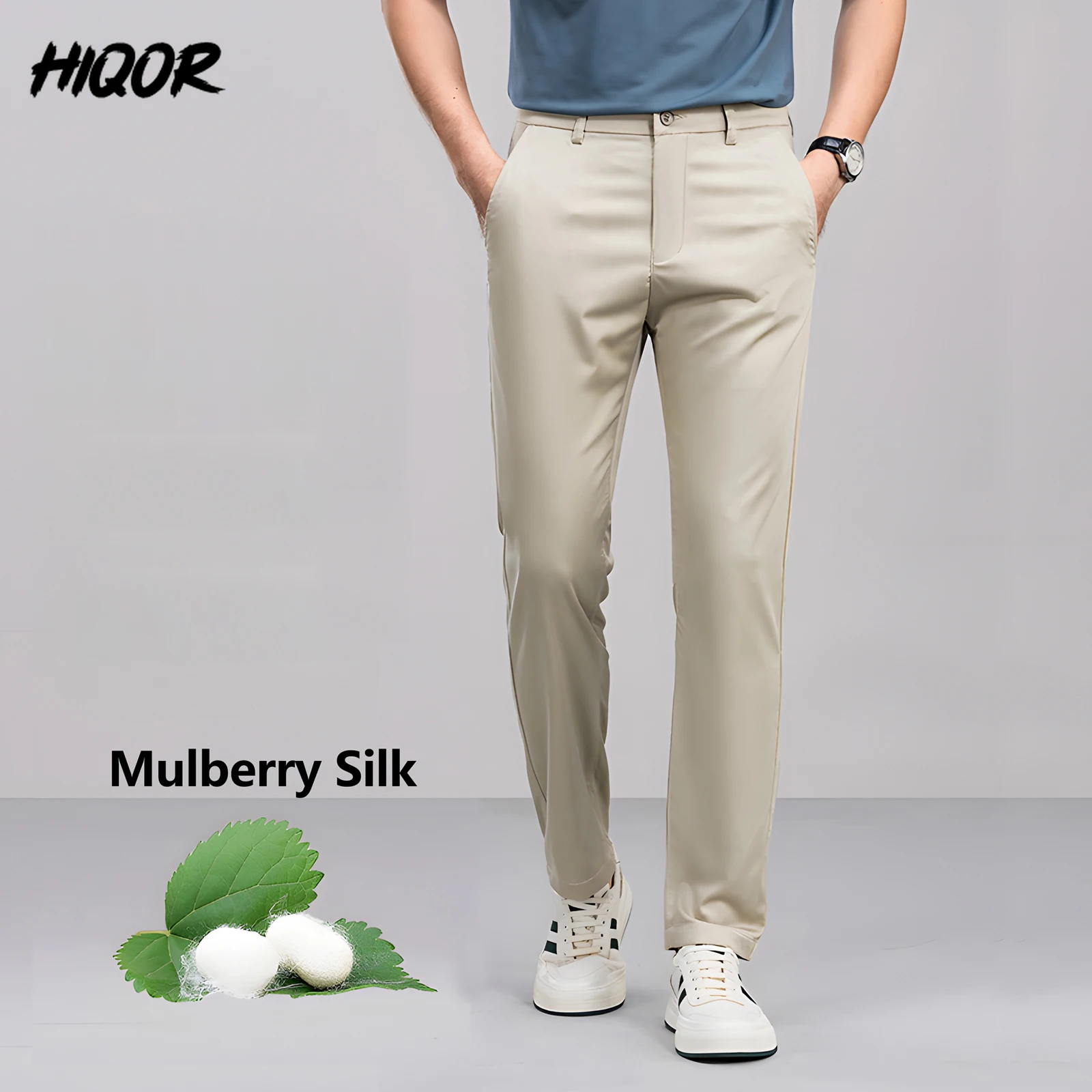 HIQOR Casual Business Man Pants Spring Men's Straight Baggy Pants High Quality Mulberry Silk Material Luxury Stretch Trousers
HIQOR Casual Business Man Pants Spring Men's Straight Baggy Pants High Quality Mulberry Silk Material Luxury Stretch Trousers