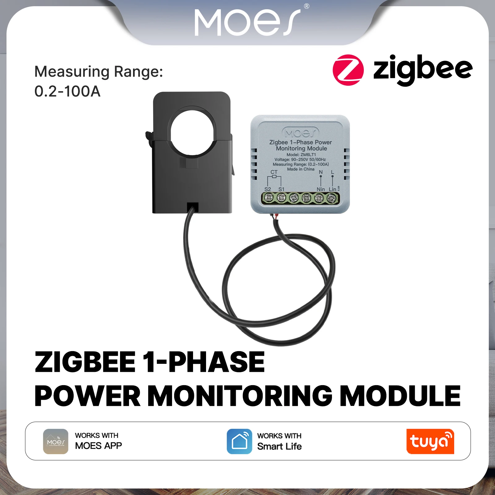 MOES Tuya Zigbee Smart 1-Phase Energy Power Meter 100A APP Monitoring Module Bidirectional With Current Transformer Sensor Clamp
MOES Tuya Zigbee Smart 1-Phase Energy Power Meter 100A APP Monitoring Module Bidirectional With Current Transformer Sensor Clamp