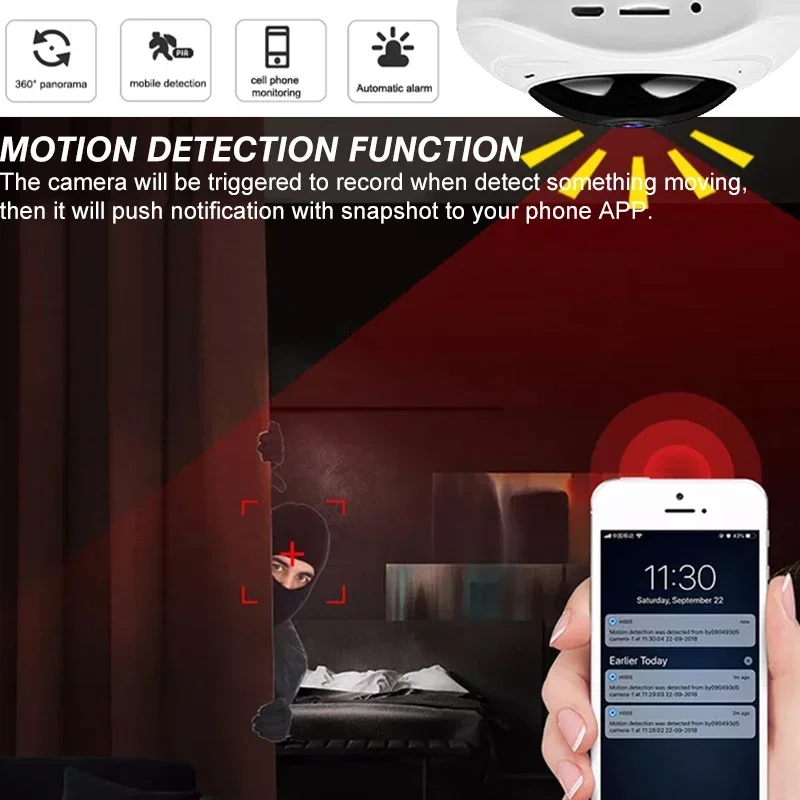 360 Degree, WiFi 1080P Cameras with Night Vision, CCTV Surveillance Cameras Security Protection, Smart Ho Panoramic Fisheye IP
360 Degree, WiFi 1080P Cameras with Night Vision, CCTV Surveillance Cameras Security Protection, Smart Ho Panoramic Fisheye IP
