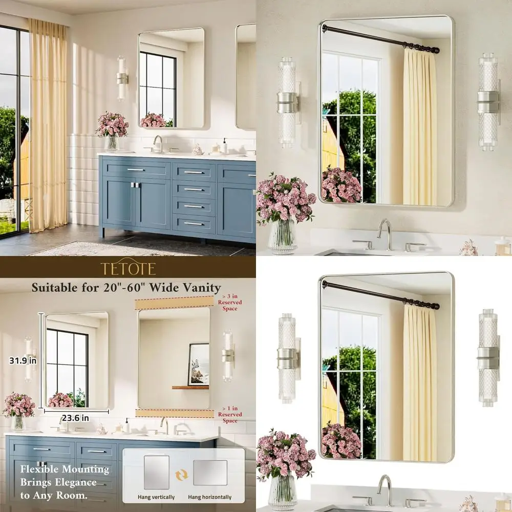 24 x 32 современное настенное зеркало для фермерского дома с рамой из матового никеля и закаленным стеклом для декора ванной комнаты
24 x 32 современное настенное зеркало для фермерского дома с рамой из матового никеля и закаленным стеклом для декора ванной комнаты