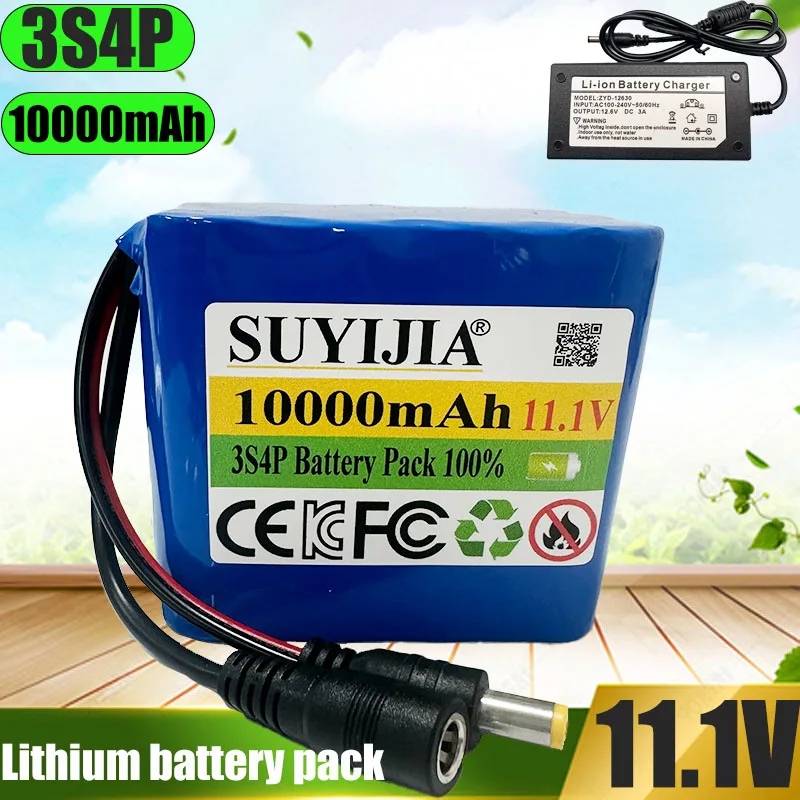 Fishing battery 11.1V 3S4P 10AH portable battery rechargeable lithium-ion battery pack capacity DC12.6V cam monitor + charger
Fishing battery 11.1V 3S4P 10AH portable battery rechargeable lithium-ion battery pack capacity DC12.6V cam monitor + charger