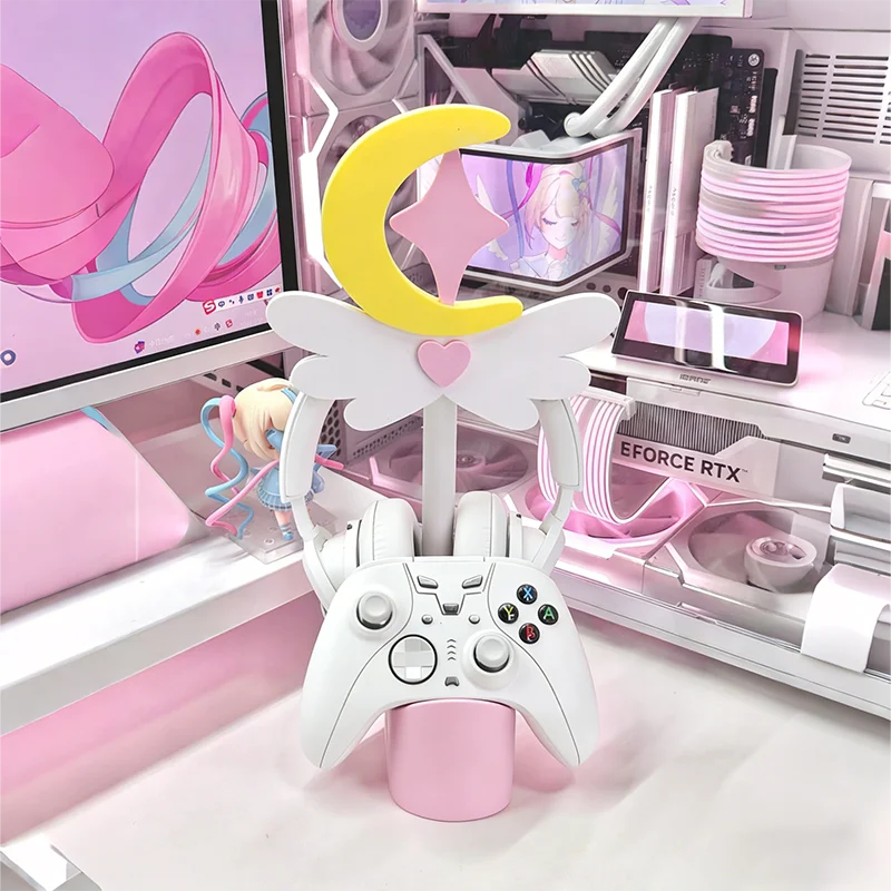 Hot Selling Kawaii Magic Star Moon Strawberry Headphone Stand Cute Headset Storage Holder Gaming Desk Setup Decor Gift for Girls
Hot Selling Kawaii Magic Star Moon Strawberry Headphone Stand Cute Headset Storage Holder Gaming Desk Setup Decor Gift for Girls