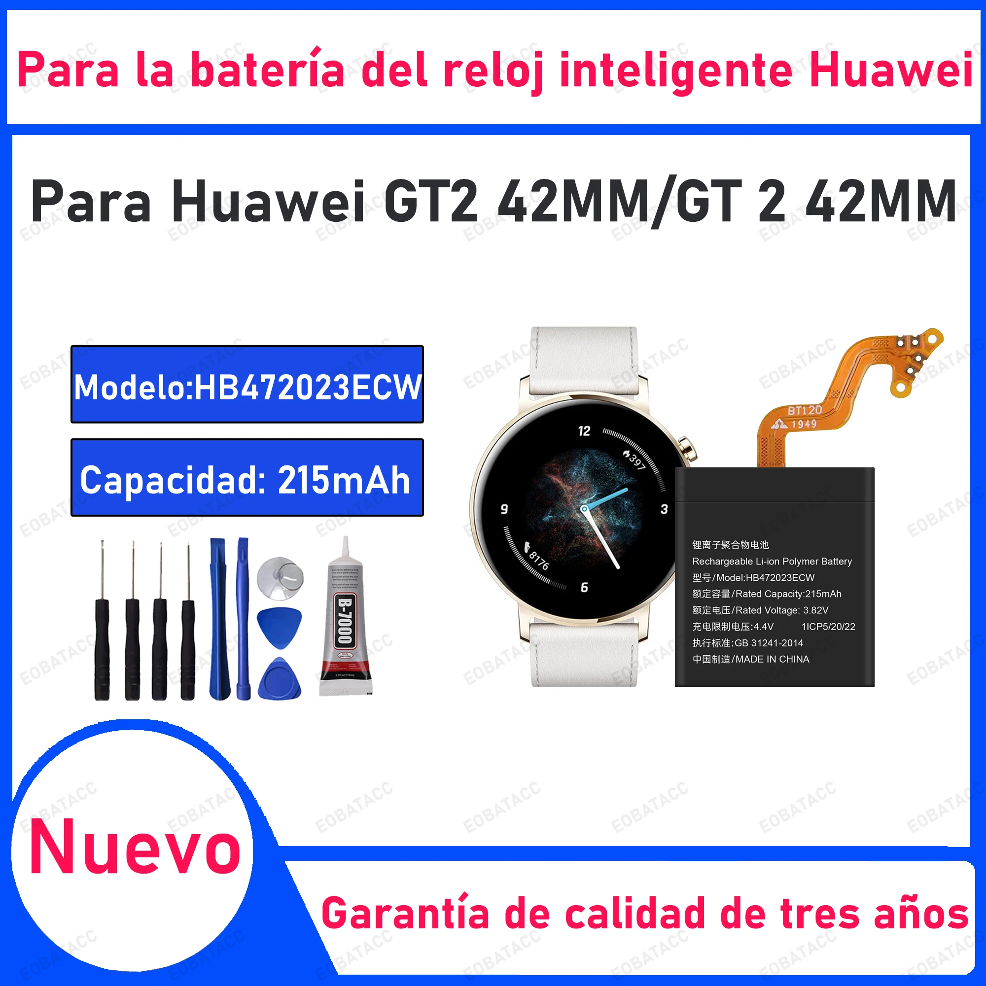 100% New High Quanlity HB472023ECW Replacement Battery for HUAWEI Smart Watch GT2 42mm ADN-B19 Batteries battery+Free Tools
100% New High Quanlity HB472023ECW Replacement Battery for HUAWEI Smart Watch GT2 42mm ADN-B19 Batteries battery+Free Tools