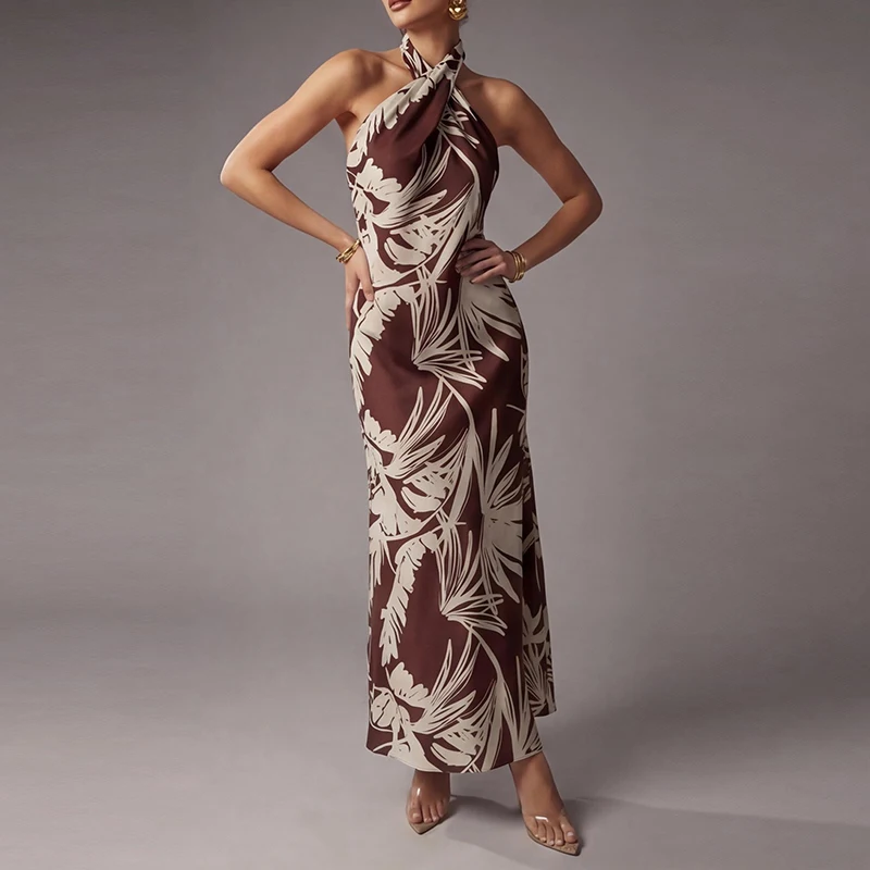 Leaf Print Backless Summer Beach Dress Ladies Sexy Slim Cocktail Long Dresses Cross Halter Hollow Out Off Shoulder Evening Dress
Leaf Print Backless Summer Beach Dress Ladies Sexy Slim Cocktail Long Dresses Cross Halter Hollow Out Off Shoulder Evening Dress