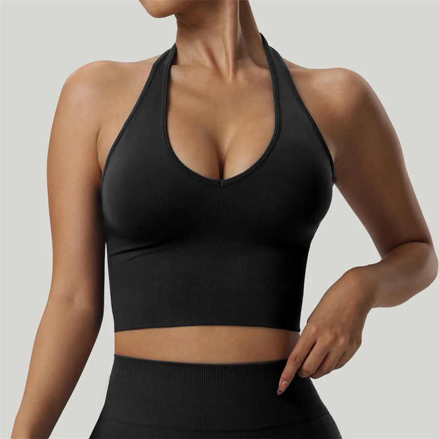 Sexy V-Neck Impact Strappy Sports Bra Women Seamless Halter Medium Support Gym Fitness Yoga Crop Top Push-Up Workout Underwear
Sexy V-Neck Impact Strappy Sports Bra Women Seamless Halter Medium Support Gym Fitness Yoga Crop Top Push-Up Workout Underwear
