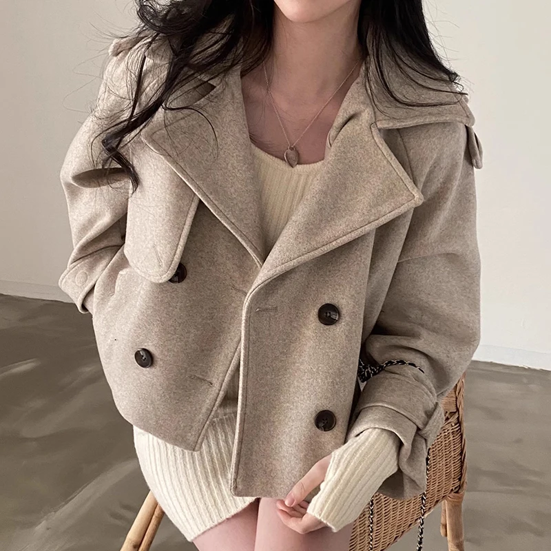 Chic Autumn Winter Vintage Suit Collar Double Breasted Loose Versatile Long Sve ort Woolen Coat for Women Commute Sle
Chic Autumn Winter Vintage Suit Collar Double Breasted Loose Versatile Long Sve ort Woolen Coat for Women Commute Sle