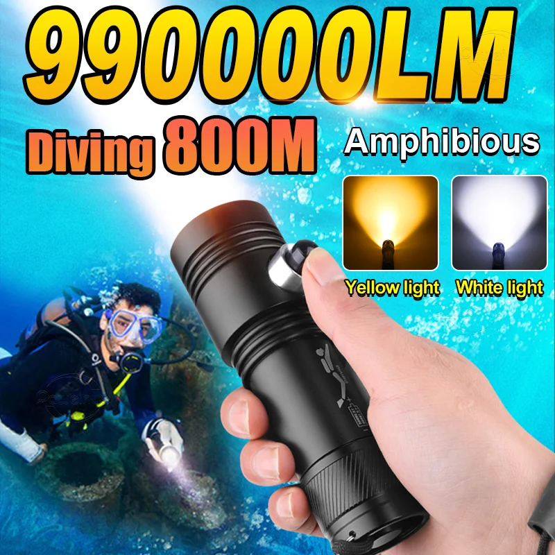 990000LM профессиональный дайвинг флеш-свет USB аккумуляторный флеш-фонарь ультра мощный двойный P50 Wick белый + желтый свет подводная флеш-лампа дайвинг 800м дайвинг-освещение, ночная рыбалка фонарь
990000LM профессиональный дайвинг флеш-свет USB аккумуляторный флеш-фонарь ультра мощный двойный P50 Wick белый + желтый свет подводная флеш-лампа дайвинг 800м дайвинг-освещение, ночная рыбалка фонарь