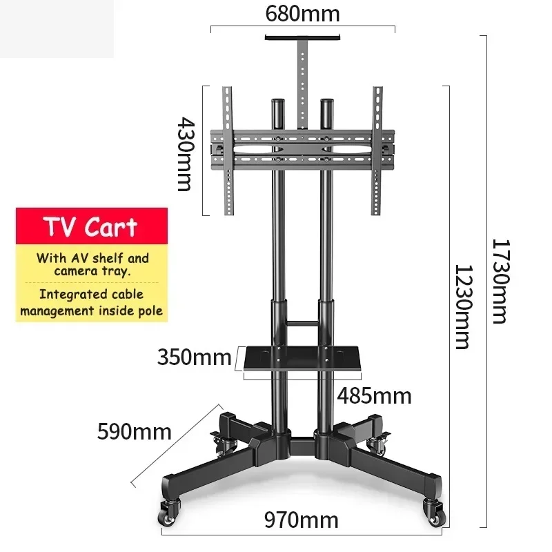 Top! Mobile TV Cart Floor Stand Mount Home Display Free Lifting Trolley for 32-65" TV Holder with With Camera Tray and AV
Top! Mobile TV Cart Floor Stand Mount Home Display Free Lifting Trolley for 32-65" TV Holder with With Camera Tray and AV