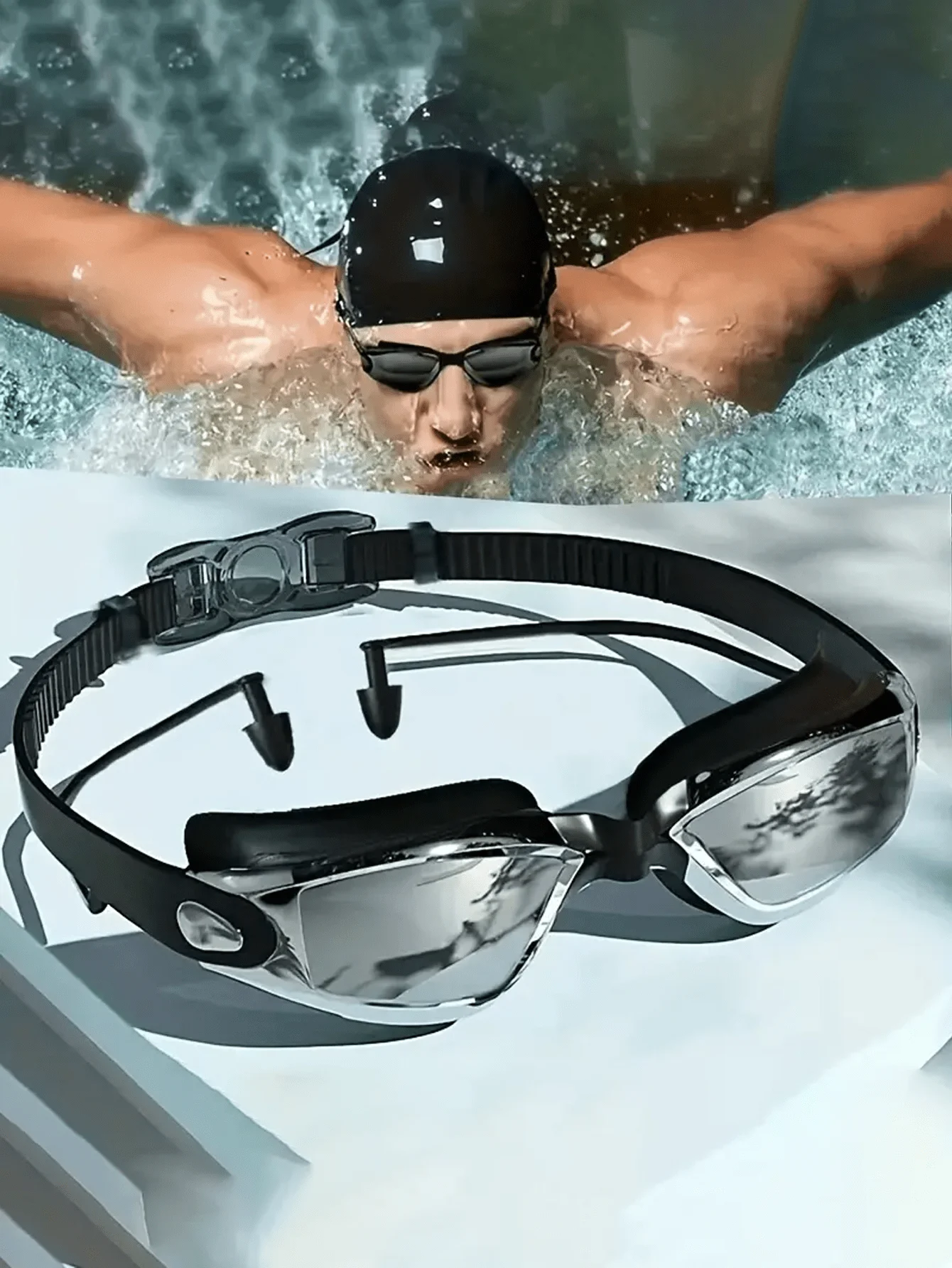 Anti-Fog Swimming Goggles With Ear Pads - Large Frame, Quick Adjust Silicone Strap, Anti-Fog High Quality, Wide Vision - Suitable For Adults, Swimming, Pool, Beach, Competition And Leisure - Compatible With Glasses/Contact Lenses - Durable For Daily And S
Anti-Fog Swimming Goggles With Ear Pads - Large Frame, Quick Adjust Silicone Strap, Anti-Fog High Quality, Wide Vision - Suitable For Adults, Swimming, Pool, Beach, Competition And Leisure - Compatible With Glasses/Contact Lenses - Durable For Daily And S
