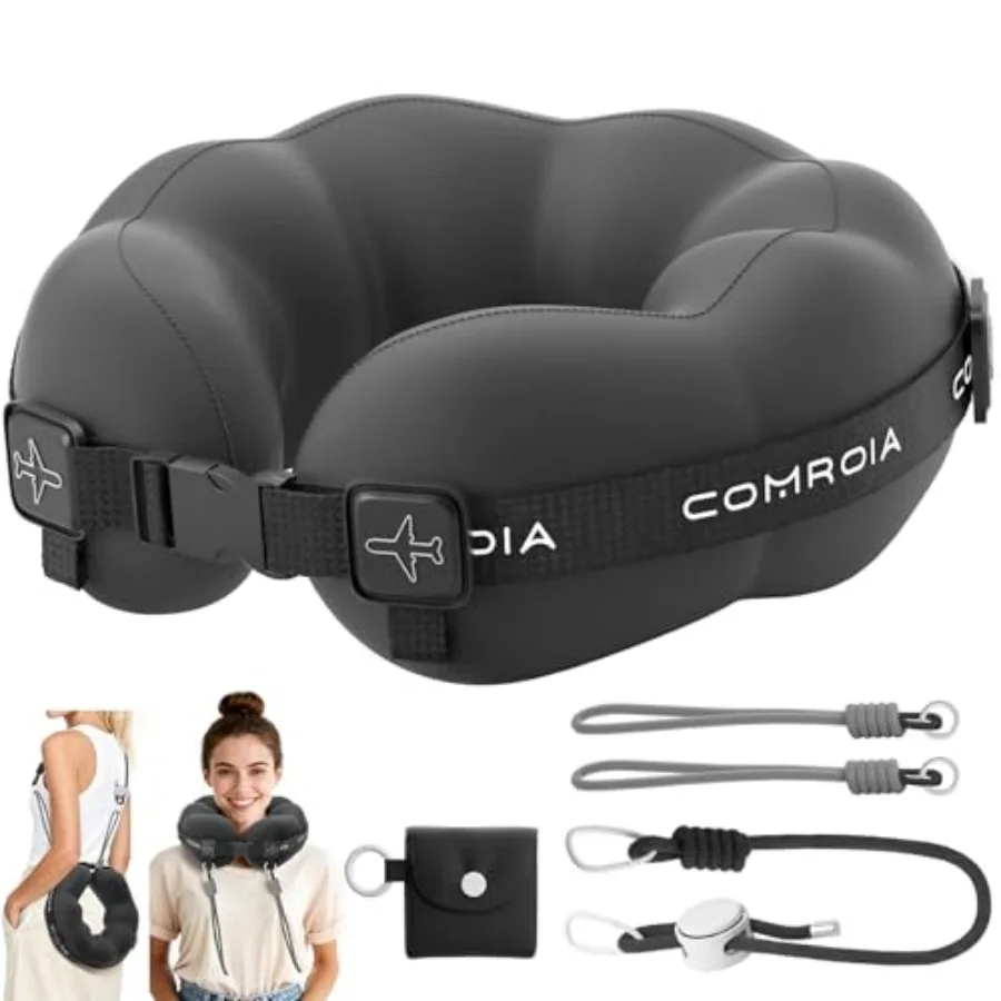 Travel Neck Pillow for Airplane Sleeping 360° Head Support Prevents Bobbing, 100% Memory Foam Ergonomic Neck Cushion with No-Ca
Travel Neck Pillow for Airplane Sleeping 360° Head Support Prevents Bobbing, 100% Memory Foam Ergonomic Neck Cushion with No-Ca