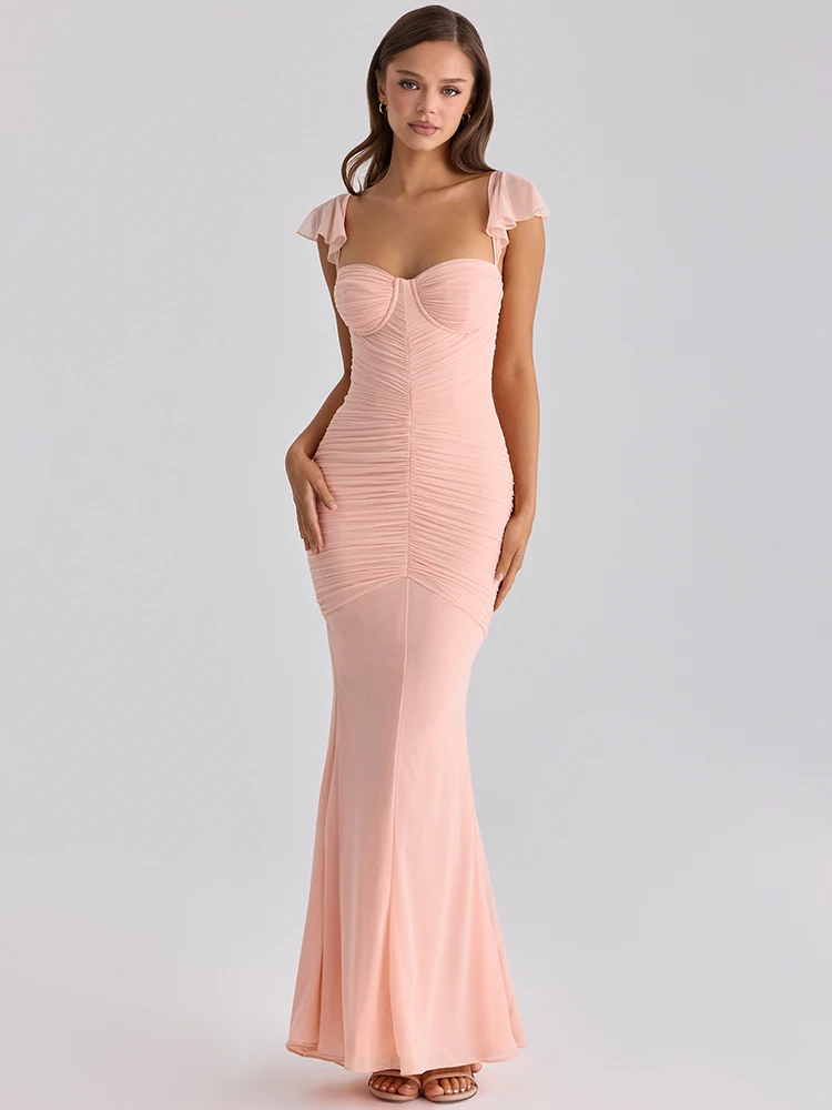 Women Elegant Ruffle Sleeves Bodycon Evening Club Party Long Dress Female Gown Sweetheart Neck Sexy Mermaid Maxi Dress
Women Elegant Ruffle Sleeves Bodycon Evening Club Party Long Dress Female Gown Sweetheart Neck Sexy Mermaid Maxi Dress