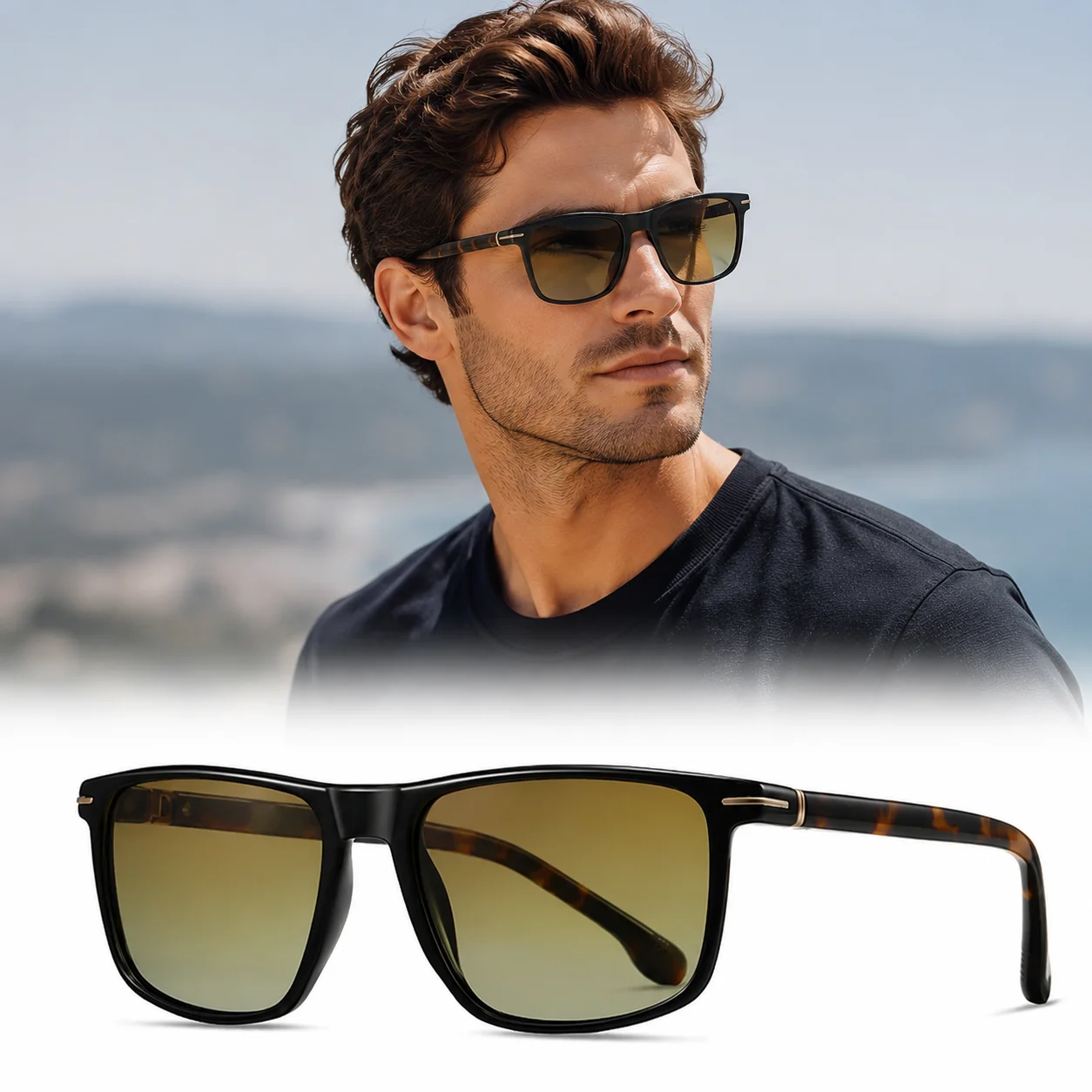 Men Square Polarized Sunglasses UV400 TR90 Frame TAC Lens Lightweight Fashion Driving Outdoor Black Sun Glasses
Men Square Polarized Sunglasses UV400 TR90 Frame TAC Lens Lightweight Fashion Driving Outdoor Black Sun Glasses