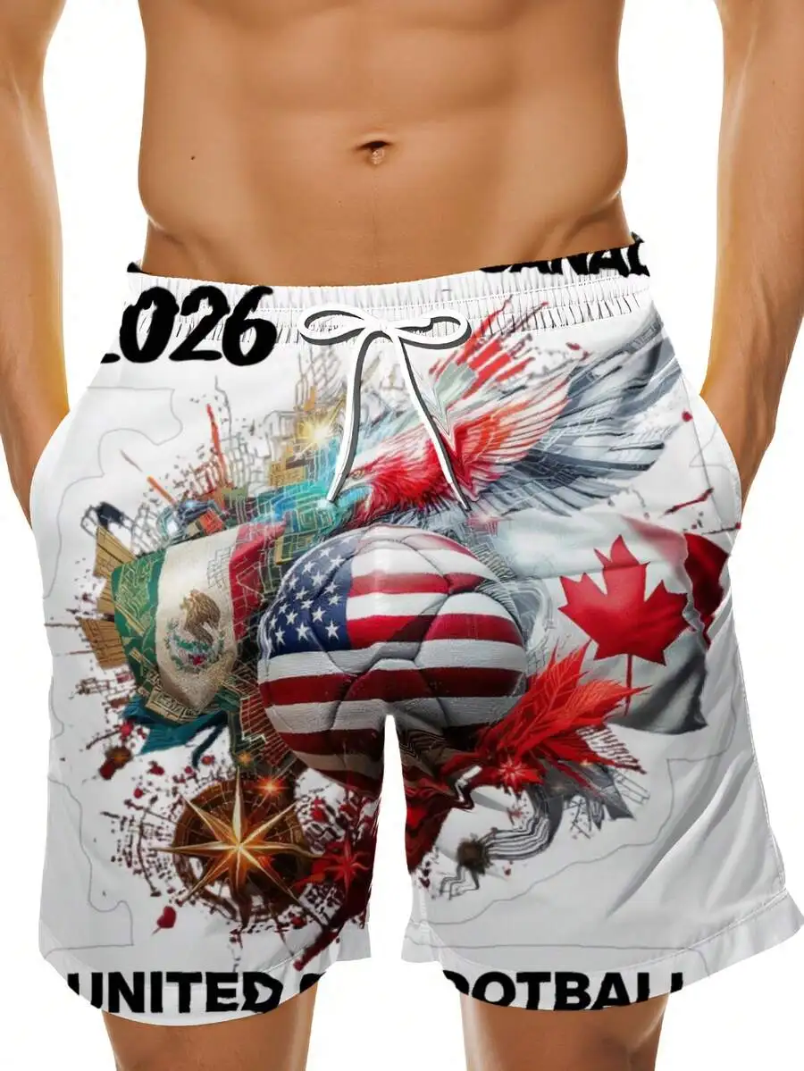 2026 Mens Football Swim Shorts With USA Mexico Canada Flag Print
2026 Mens Football Swim Shorts With USA Mexico Canada Flag Print