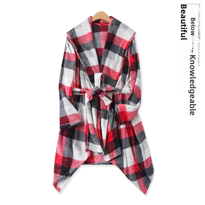 Winter New Women's Coral Fleece Bathrobe Warm Plaid Long Sleeve Medium Length Belted Home Wear Sleep Robe Stylish Cozy Gown
Winter New Women's Coral Fleece Bathrobe Warm Plaid Long Sleeve Medium Length Belted Home Wear Sleep Robe Stylish Cozy Gown