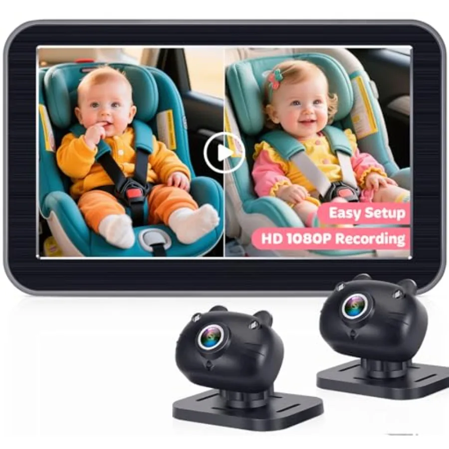 Детская автомобильная камера с записью HD 1080P, двумя камерами для задних сидений, 7-дюймовым разделенным экраном, ночным видением, вращением на 360° и простой установкой
Детская автомобильная камера с записью HD 1080P, двумя камерами для задних сидений, 7-дюймовым разделенным экраном, ночным видением, вращением на 360° и простой установкой