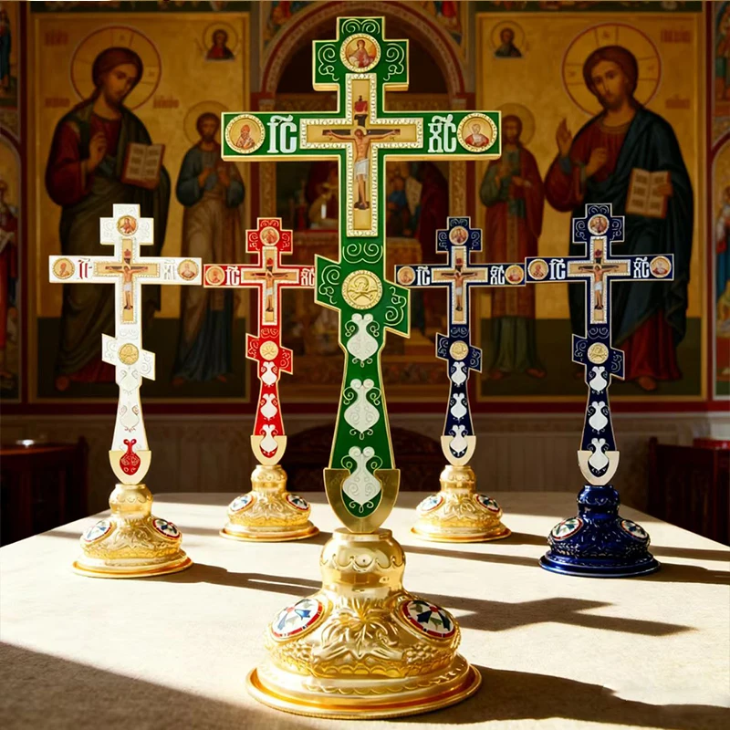 New Orthodox Crucifix Cross Icon Gold Plated Standing Cross with Religious Portraits Christian Home Altar Decor Orthodox Gift
New Orthodox Crucifix Cross Icon Gold Plated Standing Cross with Religious Portraits Christian Home Altar Decor Orthodox Gift