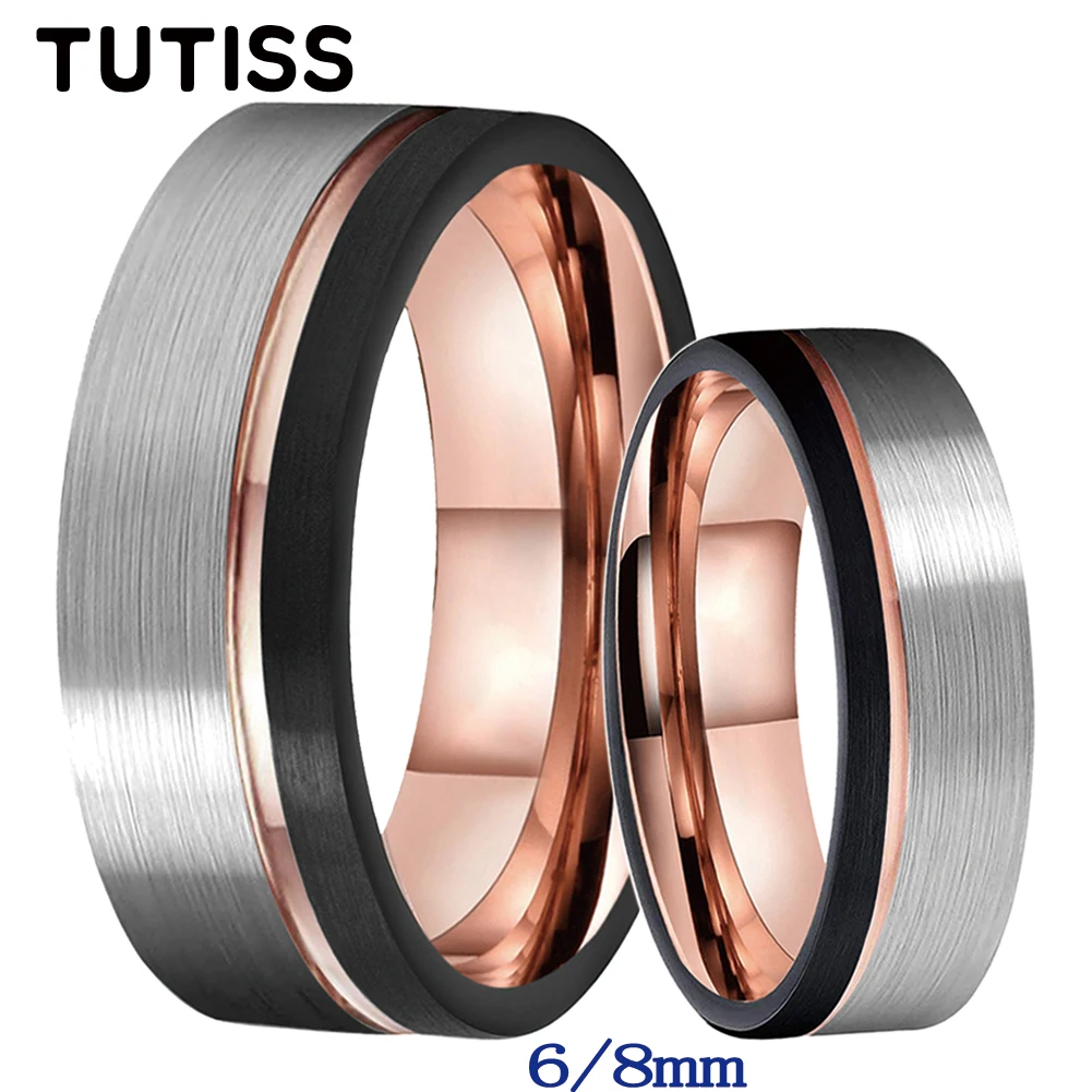 TUTISS Fashion 6MM 8MM Men Women Tungsten Carbide Ring Flat Wedding Band Black Rose Jewelry Offset Groove Brushed Finish
TUTISS Fashion 6MM 8MM Men Women Tungsten Carbide Ring Flat Wedding Band Black Rose Jewelry Offset Groove Brushed Finish