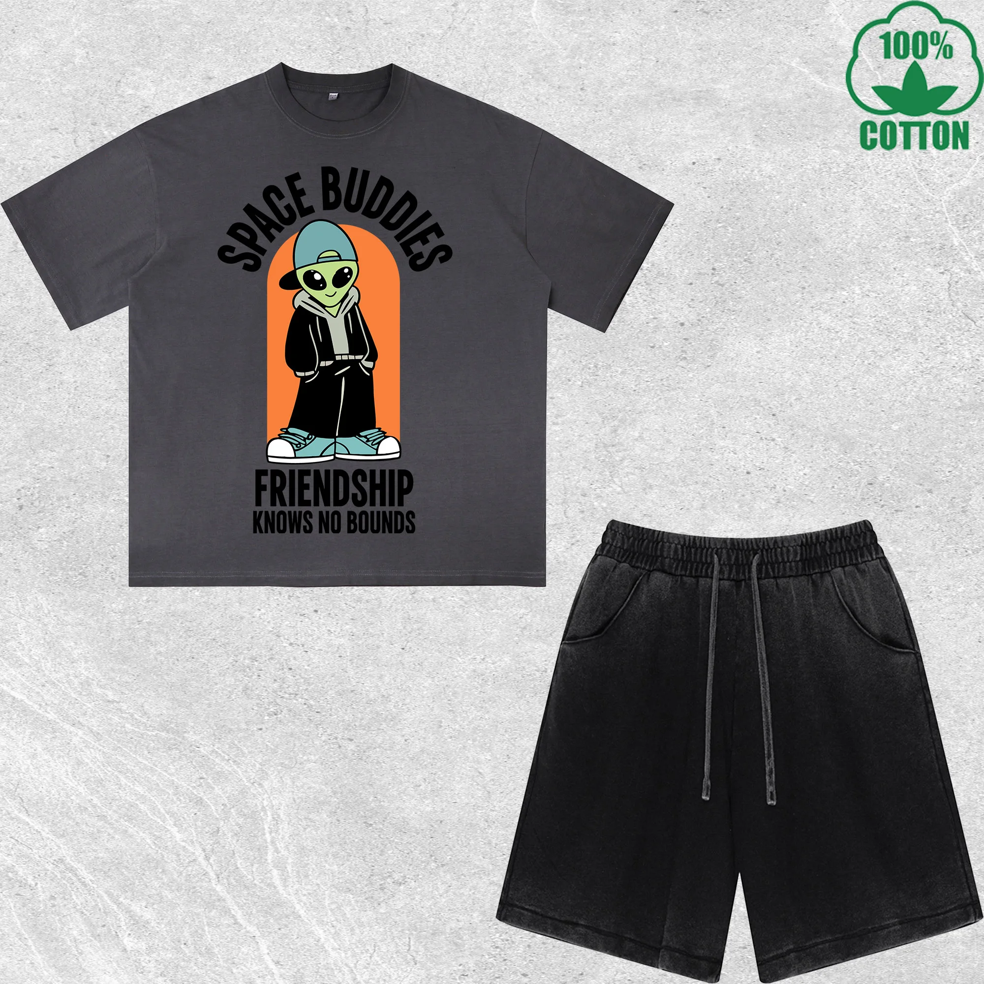 Space Buddies Printed Dirty Wash T-Shirt Shorts Set Multicolor Combo Loose Trendy Fashionable 100%Cotton
Space Buddies Printed Dirty Wash T-Shirt Shorts Set Multicolor Combo Loose Trendy Fashionable 100%Cotton