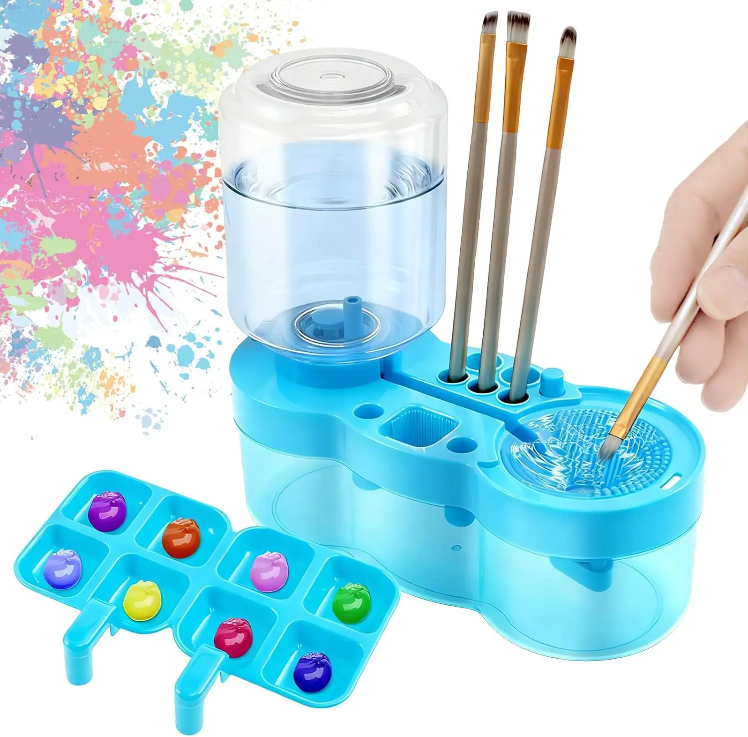3-in-1 Paint Brush Cleaner with Water Circulation, Brush Holder & Palette - Blue
3-in-1 Paint Brush Cleaner with Water Circulation, Brush Holder & Palette - Blue