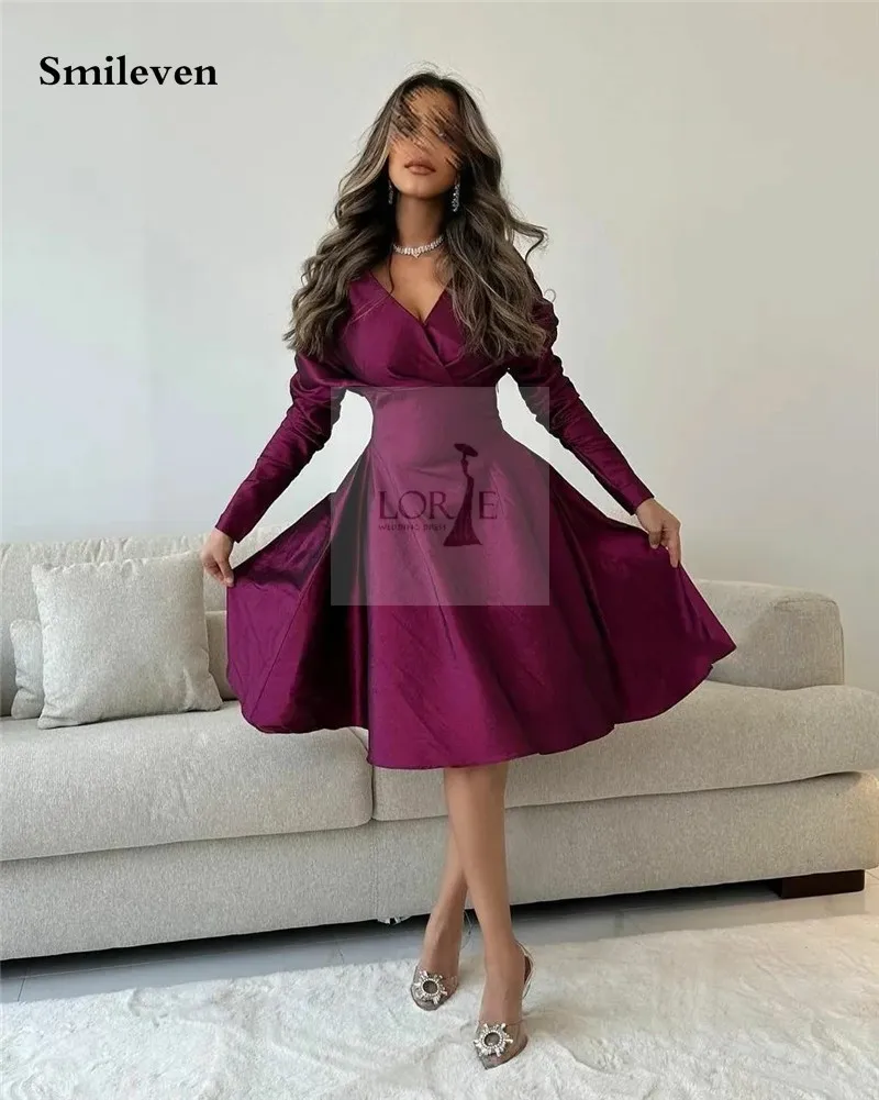 Smileven V Neck A Line Evening Dresses Long Sleeve Saudi Arabic Prom Gowns Knee Length Formal Occasion Dress
Smileven V Neck A Line Evening Dresses Long Sleeve Saudi Arabic Prom Gowns Knee Length Formal Occasion Dress