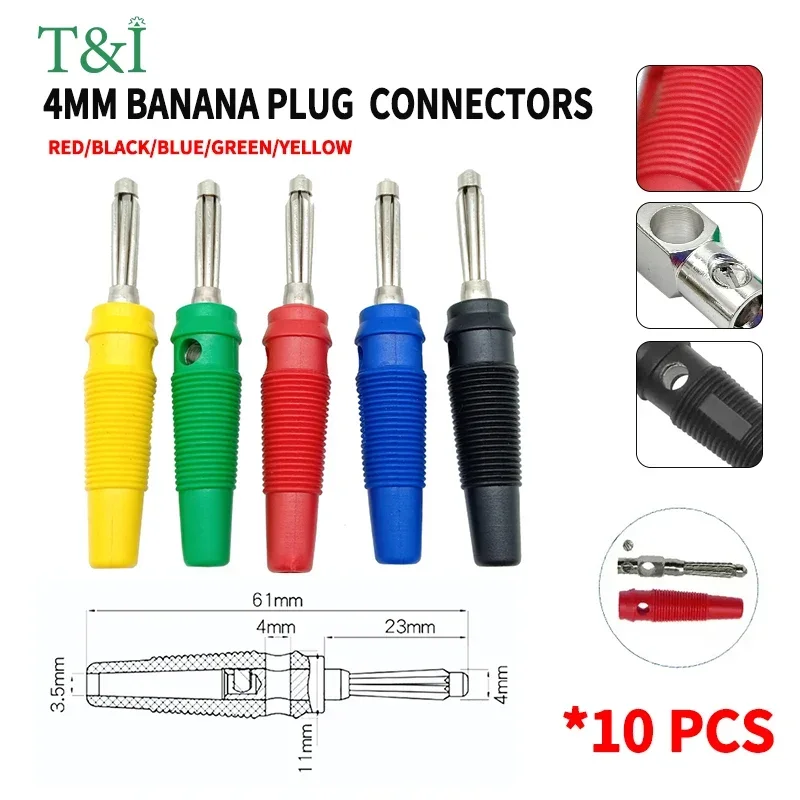 10PCS 4mm Banana Plug (Plug + Socket Connector) Binding Post Lantern Plug Male Female Pair Terminal Breadboard Socket
10PCS 4mm Banana Plug (Plug + Socket Connector) Binding Post Lantern Plug Male Female Pair Terminal Breadboard Socket