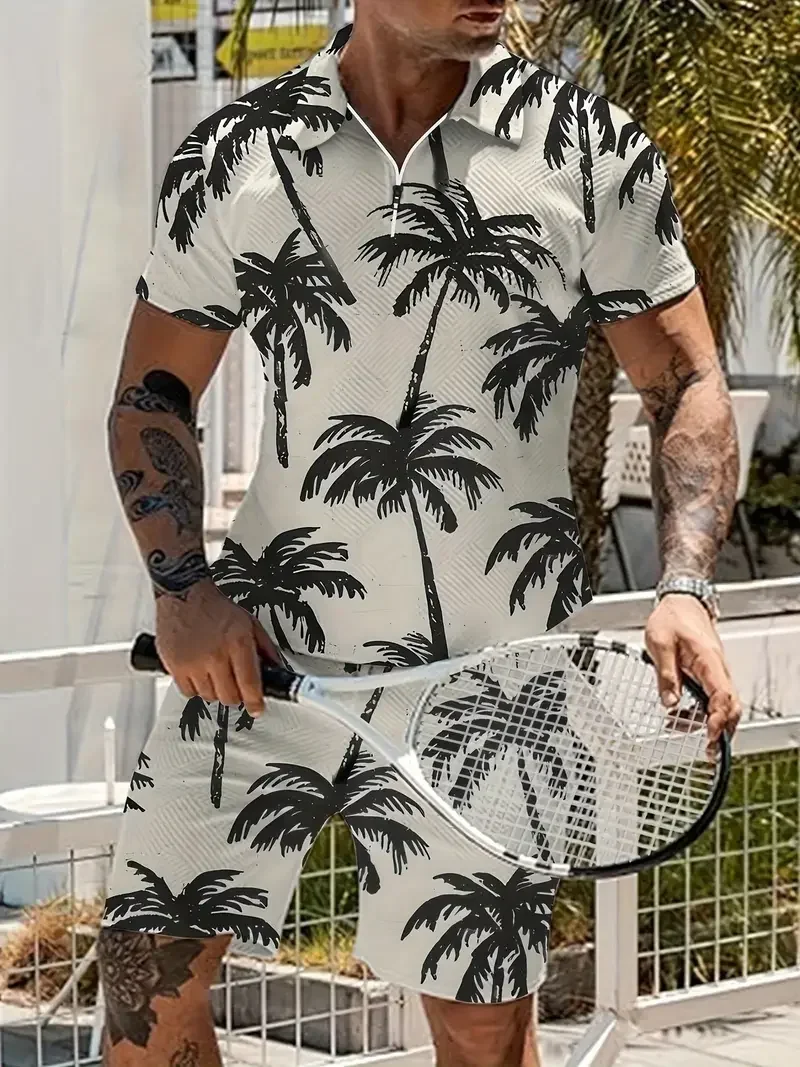 Zipper POLO Shirt Shorts Set Summer Fashion Casual Men's Sports Set 3D Printed Simple Style Lapel Zipper POLO Shirt 2 Sets
Zipper POLO Shirt Shorts Set Summer Fashion Casual Men's Sports Set 3D Printed Simple Style Lapel Zipper POLO Shirt 2 Sets