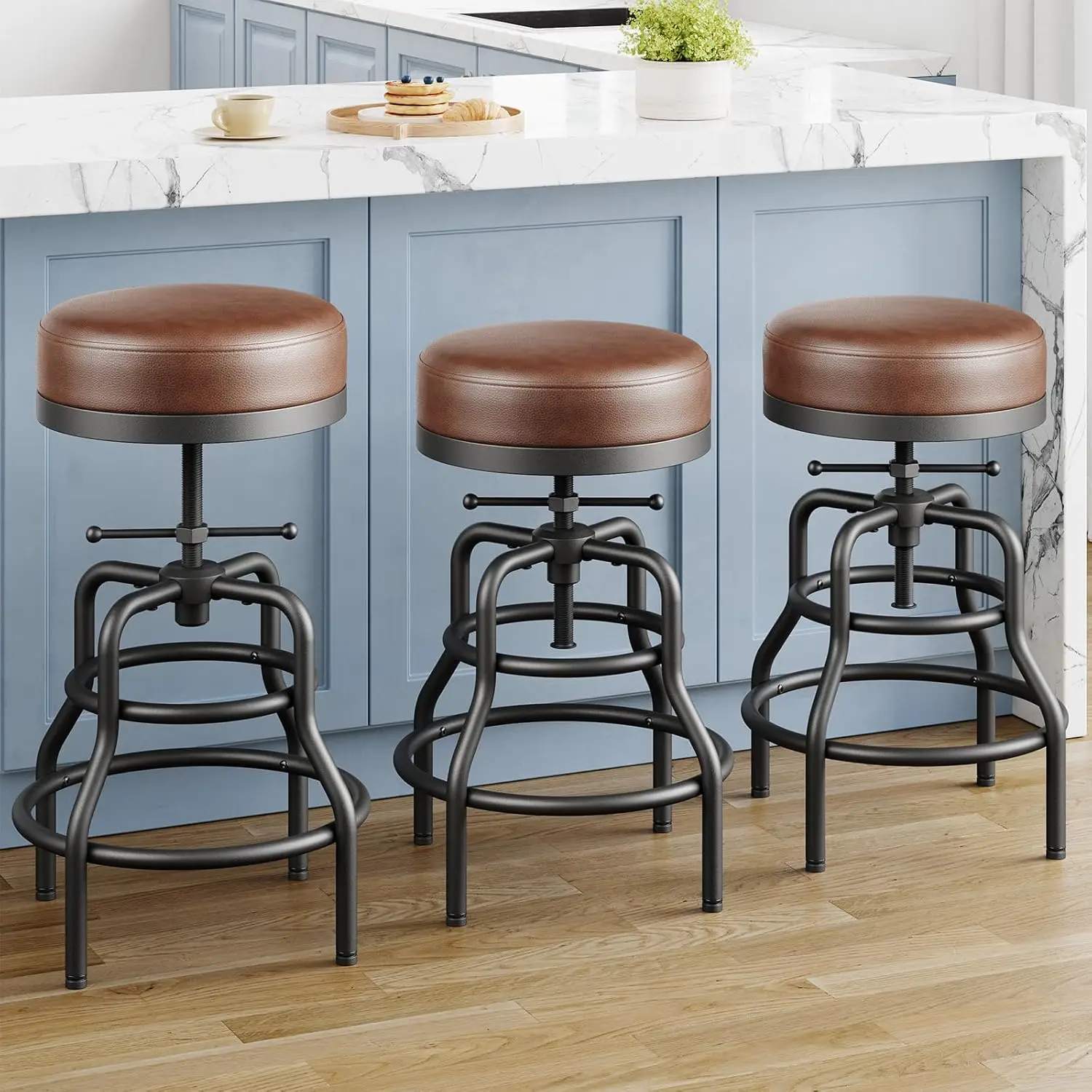 Adjustable Height Swivel Bar Stools Set of 3, 22-29 Inch Industrial Vintage Bar Counter Height Stools with Thicken Prem
Adjustable Height Swivel Bar Stools Set of 3, 22-29 Inch Industrial Vintage Bar Counter Height Stools with Thicken Prem