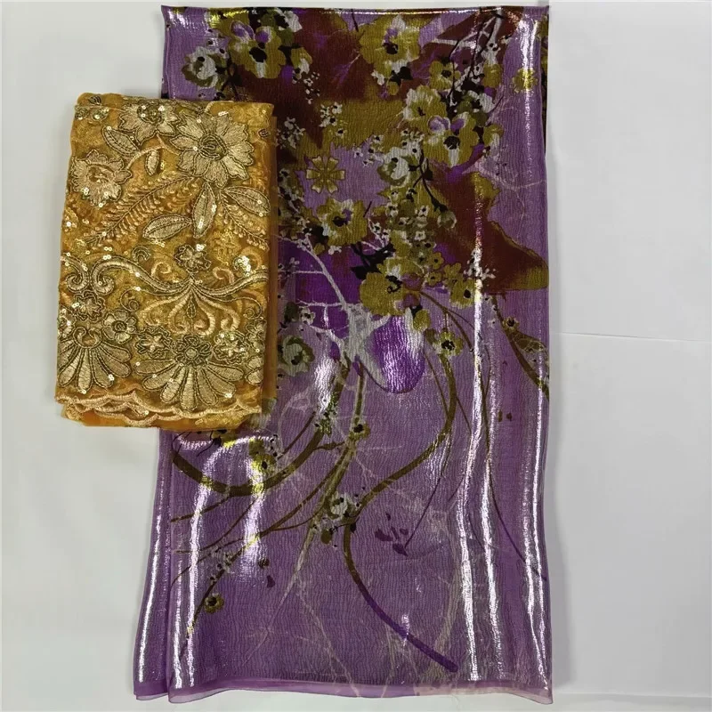 5+2 Yards With Scarf gold African Lace Chiffon printing Silk Bridal Wedding Lace Fabric Nigerian Tulle Lace For Women 12L8681
5+2 Yards With Scarf gold African Lace Chiffon printing Silk Bridal Wedding Lace Fabric Nigerian Tulle Lace For Women 12L8681