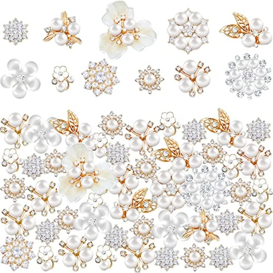 60 Pieces Rhinestone Buttons, Faux Pearl Embellishments Buttons, Flat Back Flower Rhinestone Buttons for Crafts, Jewelry Making
60 Pieces Rhinestone Buttons, Faux Pearl Embellishments Buttons, Flat Back Flower Rhinestone Buttons for Crafts, Jewelry Making