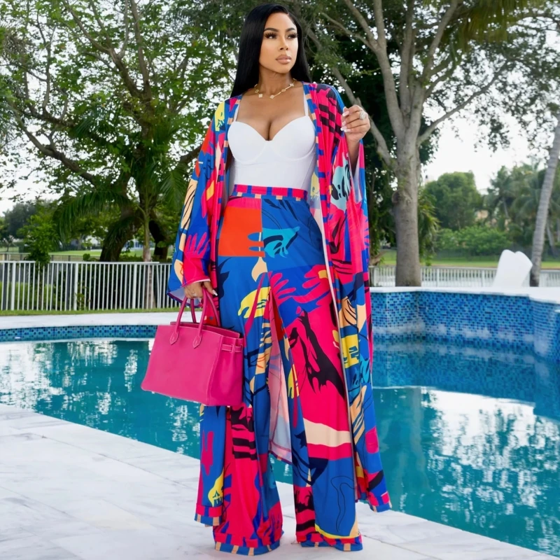 2 Pieces Set Women Printed Cardigan Tops Bawting Sleeve V Neck Loose High Waist Wide Leg Pants African Fashion Suits New
2 Pieces Set Women Printed Cardigan Tops Bawting Sleeve V Neck Loose High Waist Wide Leg Pants African Fashion Suits New