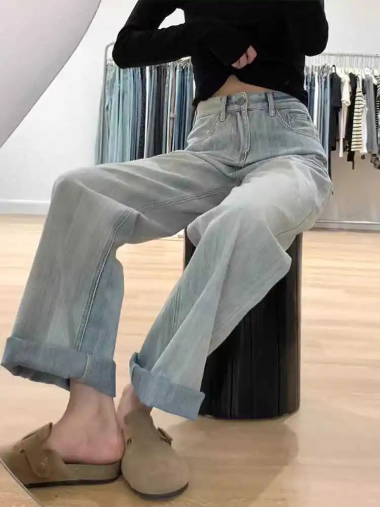 Light Blue High Waist Straight Leg Jeans Women's Summer Loose Slimming Wide Leg Floor-Length Pants Casual High Waist Jeans
Light Blue High Waist Straight Leg Jeans Women's Summer Loose Slimming Wide Leg Floor-Length Pants Casual High Waist Jeans