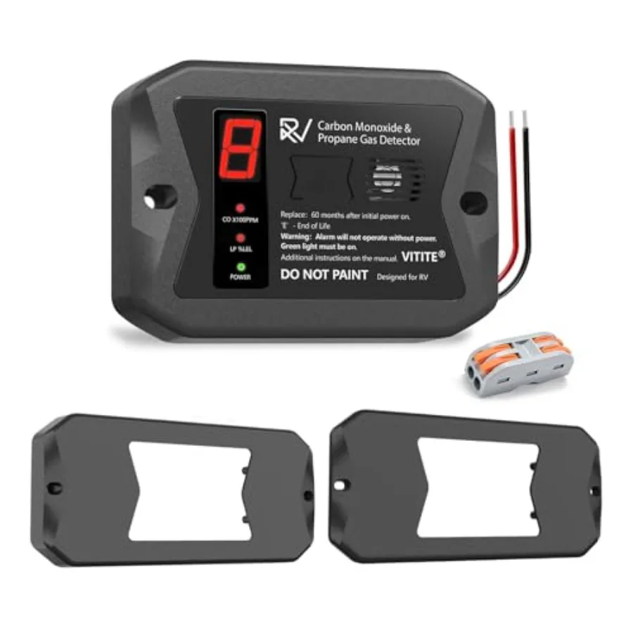 RV carbon monoxide and propane gas detectors, dual CO/LP alarm with digital display, black ABS plastic, surface and flush mount
RV carbon monoxide and propane gas detectors, dual CO/LP alarm with digital display, black ABS plastic, surface and flush mount