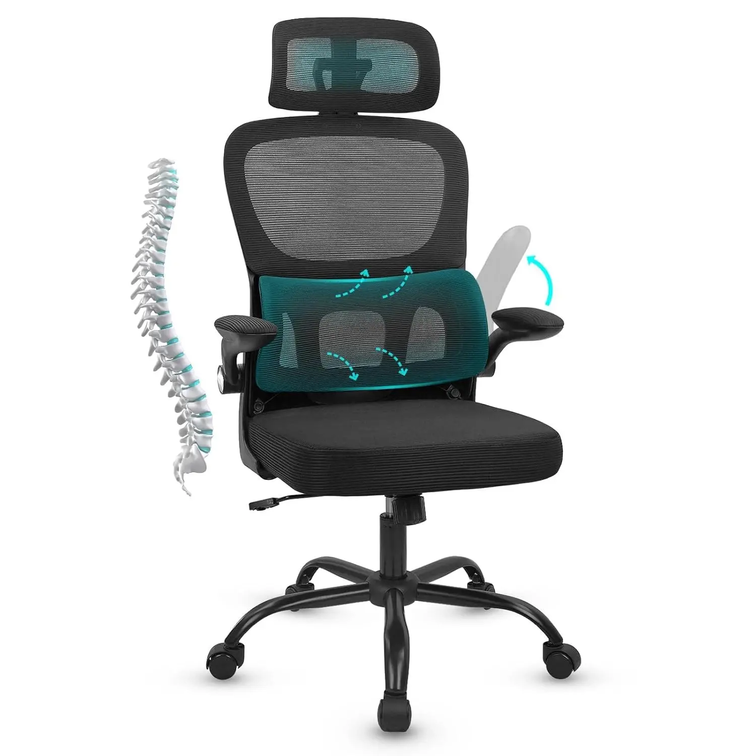 Ergonomic Office Desk Chair With Adjustable Headrest And Lumbar Support, Flip-Up Arms High Back Swivel Rolling Mesh, Customized
Ergonomic Office Desk Chair With Adjustable Headrest And Lumbar Support, Flip-Up Arms High Back Swivel Rolling Mesh, Customized