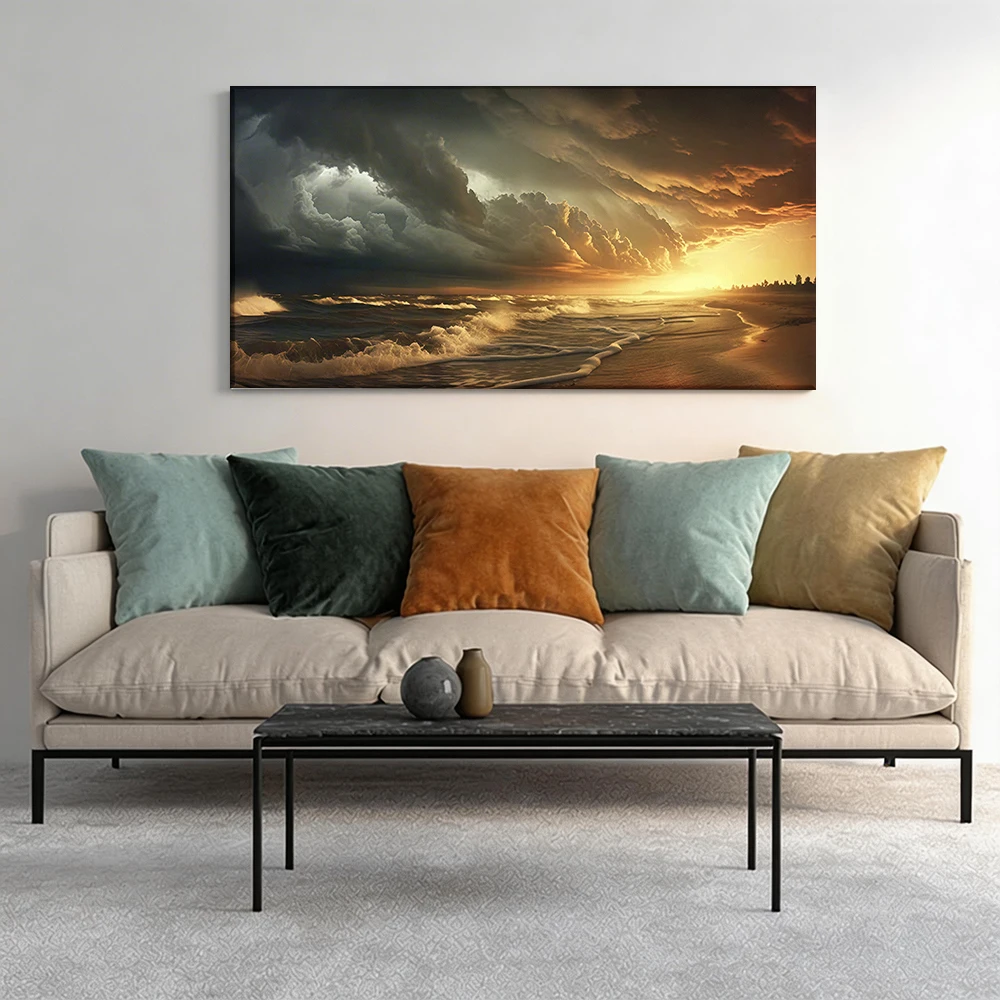 2D flat printing 1pcSea Sunset Dusk Clouds Waves Large-sized canvas painting, for corridor and bedroom decoration
2D flat printing 1pcSea Sunset Dusk Clouds Waves Large-sized canvas painting, for corridor and bedroom decoration