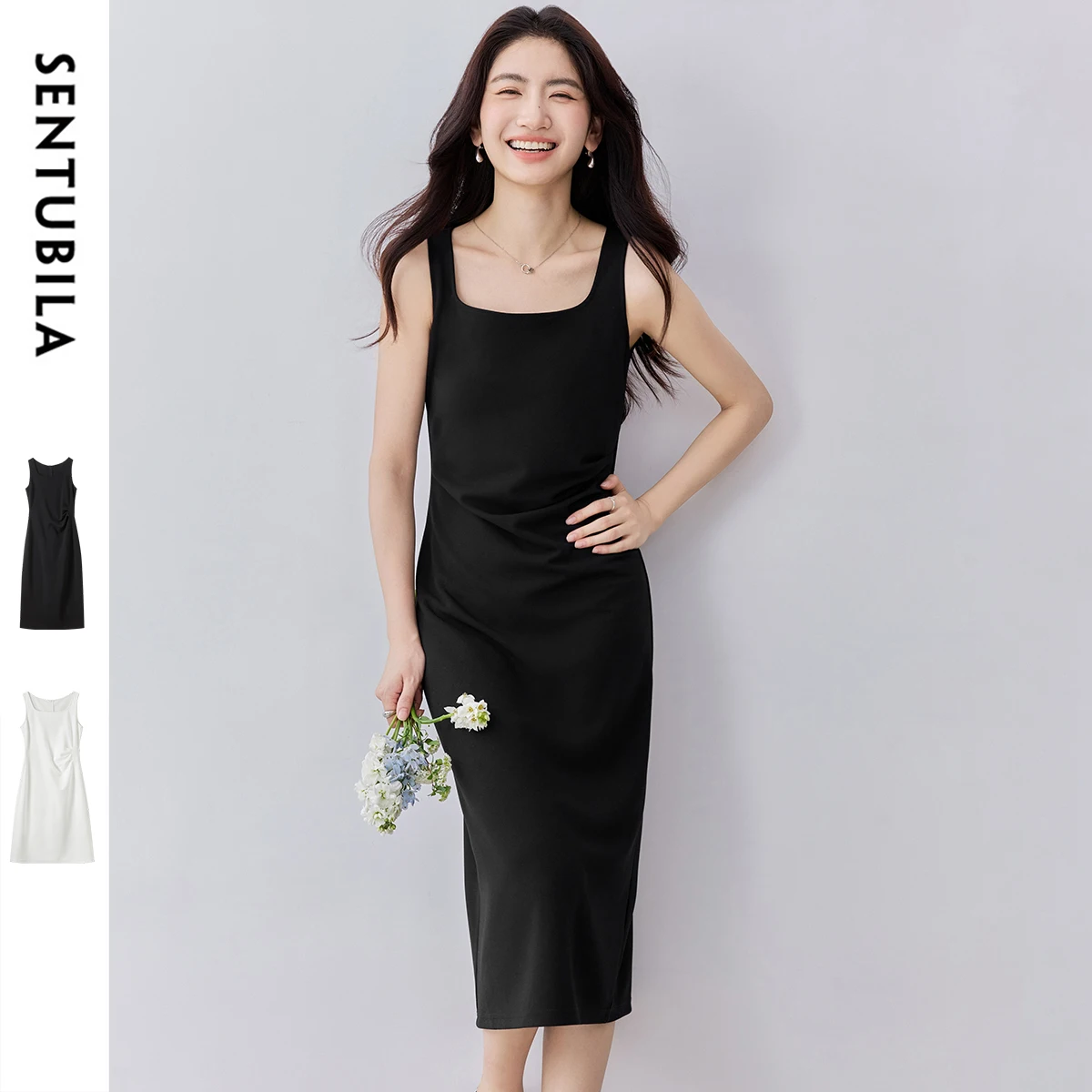 SENTUBILA French Style Black Dress Woman 2025 Straight Square Collar Sleeveless Folds Slim Fit Elegant Midi Dresses Q52LD1623
SENTUBILA French Style Black Dress Woman 2025 Straight Square Collar Sleeveless Folds Slim Fit Elegant Midi Dresses Q52LD1623