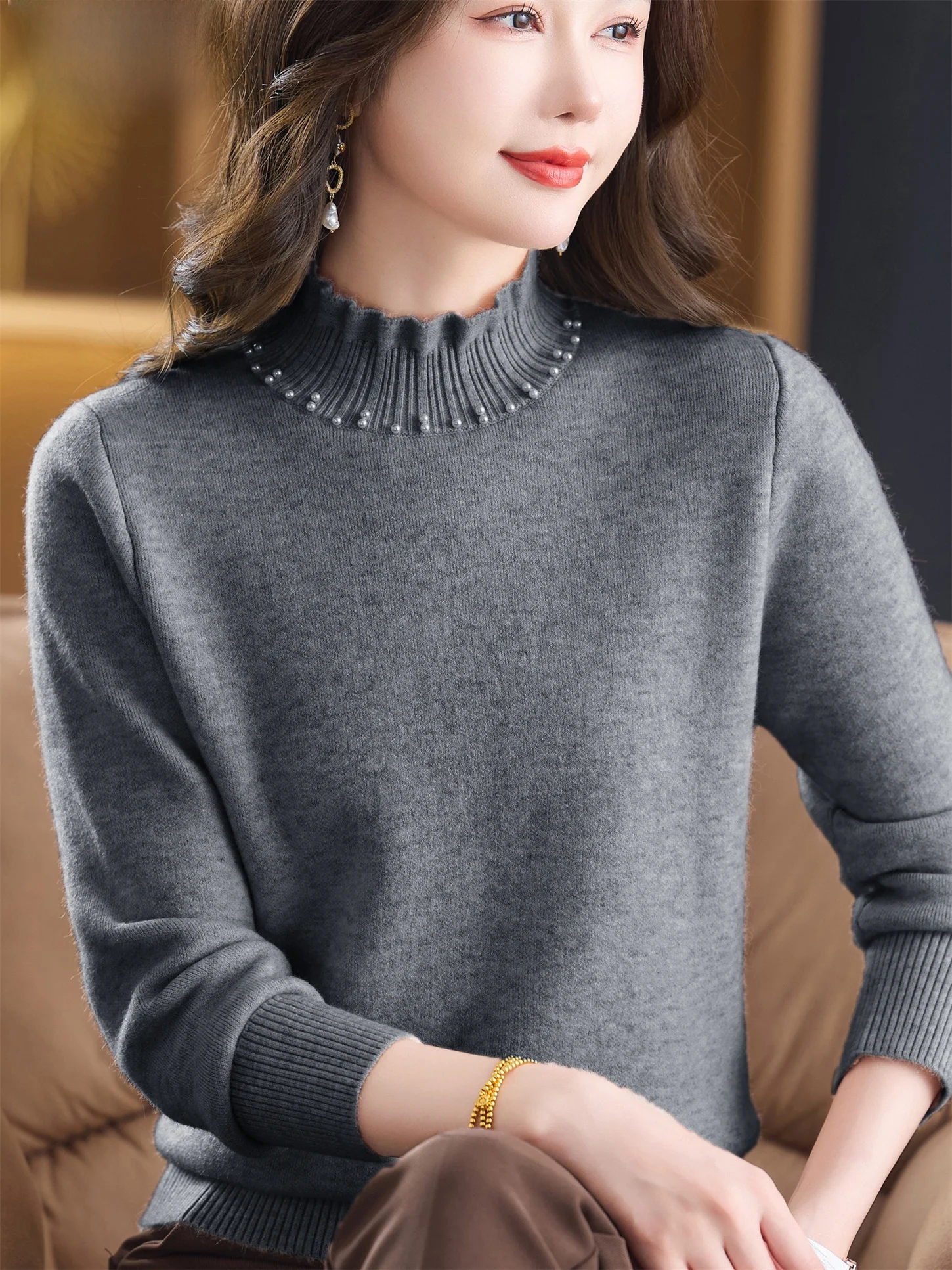 Thickened Fleece Half-High Collar Pearl Woolen Sweater Warm Top for Women Elderly Autumn Winter New Style Fashionable Mommy C...
Thickened Fleece Half-High Collar Pearl Woolen Sweater Warm Top for Women Elderly Autumn Winter New Style Fashionable Mommy C...