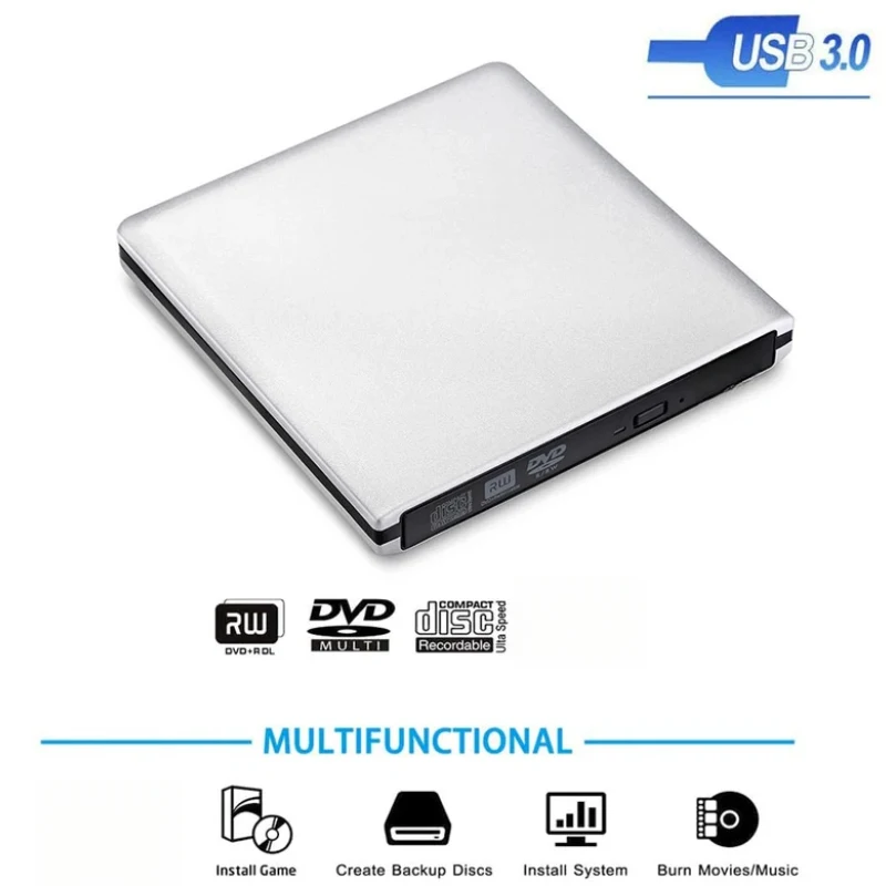 USB 3.0 External DVD Drive Ultra Slim CD DVD Burner Writer Reader Plug and Play Portable Optical Disc Drive for Laptop Desktop
USB 3.0 External DVD Drive Ultra Slim CD DVD Burner Writer Reader Plug and Play Portable Optical Disc Drive for Laptop Desktop