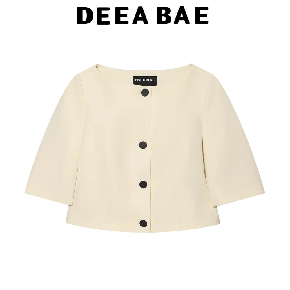 DEEABAE Women's clothing 2026 new summer outfit fashionable seven quarter sleeve one collar button short top jacket
DEEABAE Women's clothing 2026 new summer outfit fashionable seven quarter sleeve one collar button short top jacket