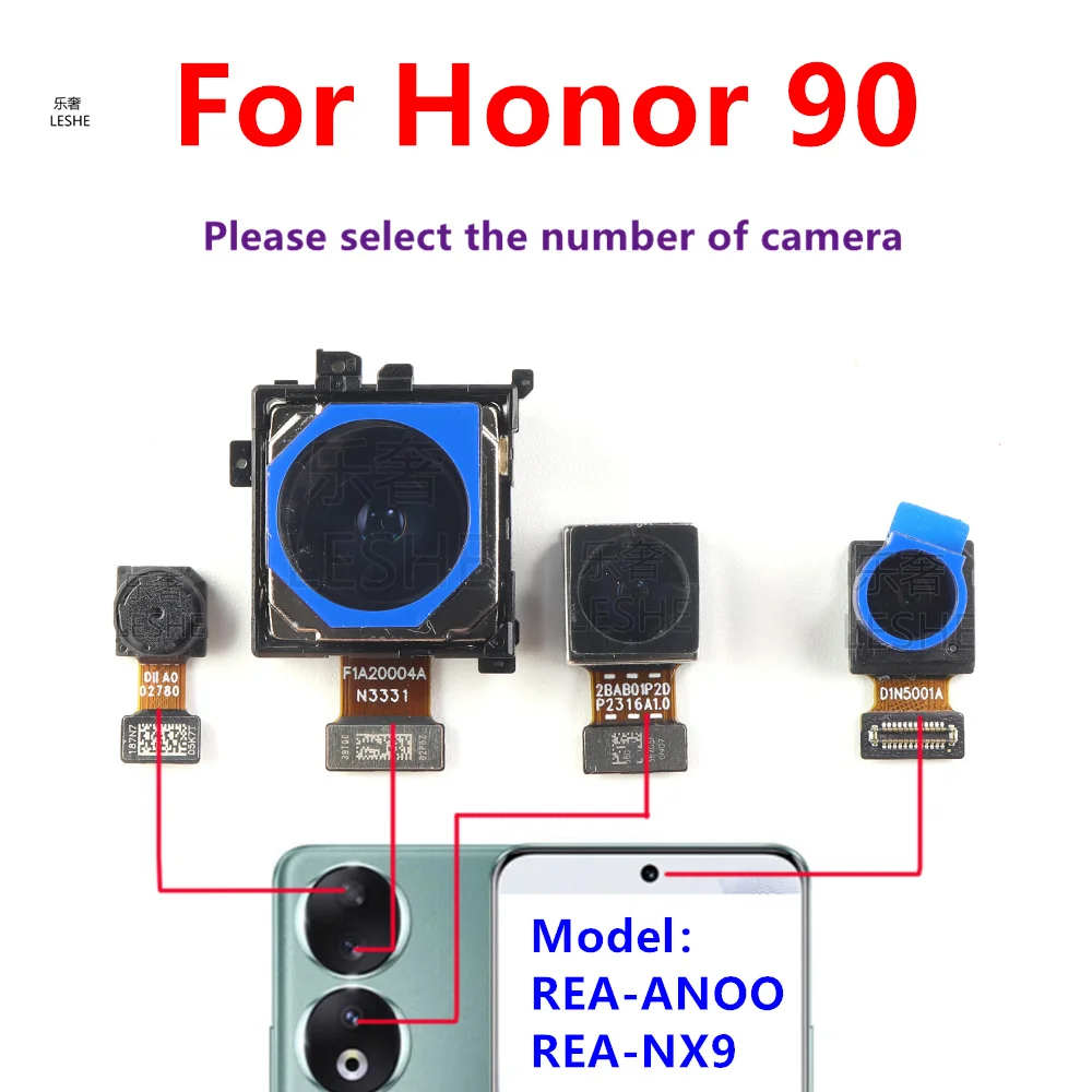 Front Rear Camera For Honor 90 Backside Facing Frontal Selfie Back Camera Module Smartphone Repair Parts Replacement