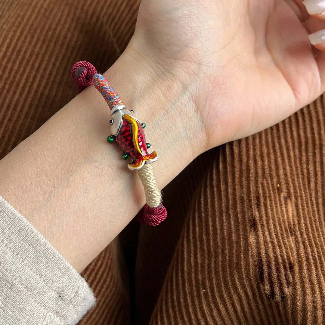 Original Design 999 Pure Silver 3D Bracelet For Women Ethnic Enamel Red Fish Handmade Rope Bracelets Jewelry Adjustable SL143
Original Design 999 Pure Silver 3D Bracelet For Women Ethnic Enamel Red Fish Handmade Rope Bracelets Jewelry Adjustable SL143