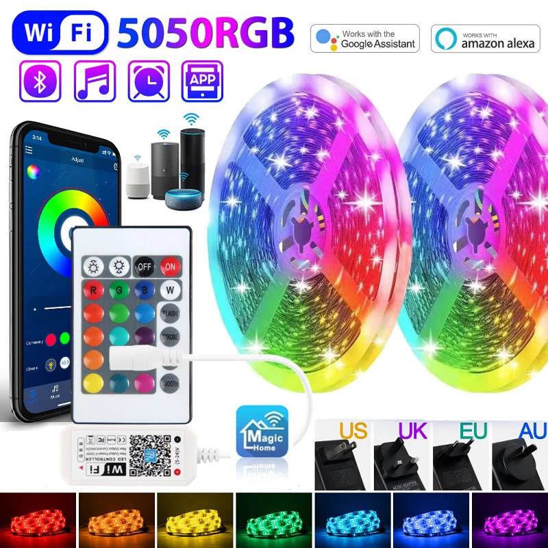 WIFI-контроллер, гибкая фотолампа, Bluetooth, RGB 5050, декоративная задняя лампа, светящаяся строка для спальни
WIFI-контроллер, гибкая фотолампа, Bluetooth, RGB 5050, декоративная задняя лампа, светящаяся строка для спальни