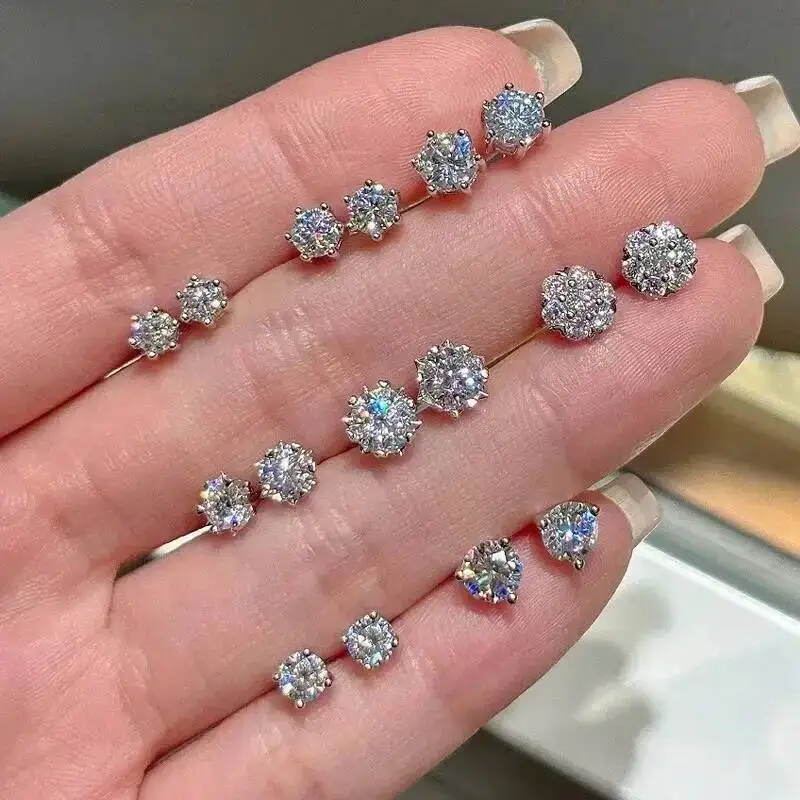 RINNTIN SMOE Wholesale VVS Diamond Earring Factory Price 925 Silver Round Cut 5mm 6.5mm 8mm Moissanite Stud Earrings Men Women
RINNTIN SMOE Wholesale VVS Diamond Earring Factory Price 925 Silver Round Cut 5mm 6.5mm 8mm Moissanite Stud Earrings Men Women