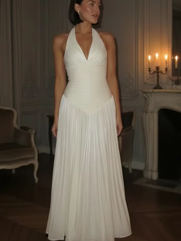 Women Hanging Neck Spaghetti Strap White Maxi Dress Sequin Satin Sleeveless Bodycon V-neck Dresses 2026 Evening Club Wedding New
Women Hanging Neck Spaghetti Strap White Maxi Dress Sequin Satin Sleeveless Bodycon V-neck Dresses 2026 Evening Club Wedding New