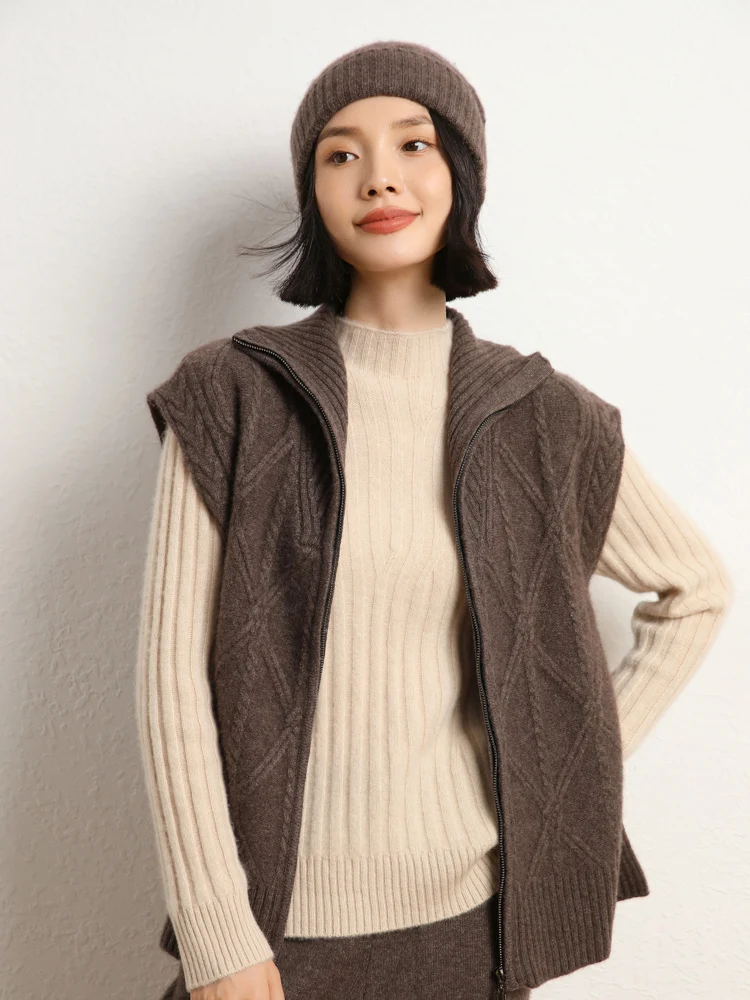Autumn Winter Commuting Versatile Vest 100% Cashmere Kint Cardigan Sweater Twisted Flower Loose Women's Zipper Fashion Jackets
Autumn Winter Commuting Versatile Vest 100% Cashmere Kint Cardigan Sweater Twisted Flower Loose Women's Zipper Fashion Jackets