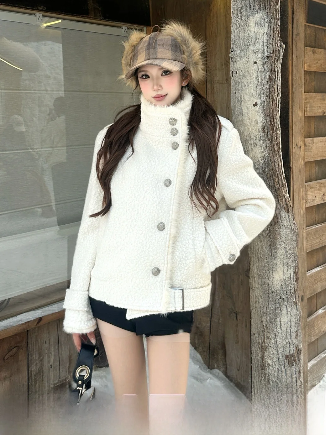 MOXI Korean Sle Commute ort Woolen Jaet Stand Collar Patchwork Design Loose Fit Ladies Coat Pure Color Long Sve
MOXI Korean Sle Commute ort Woolen Jaet Stand Collar Patchwork Design Loose Fit Ladies Coat Pure Color Long Sve