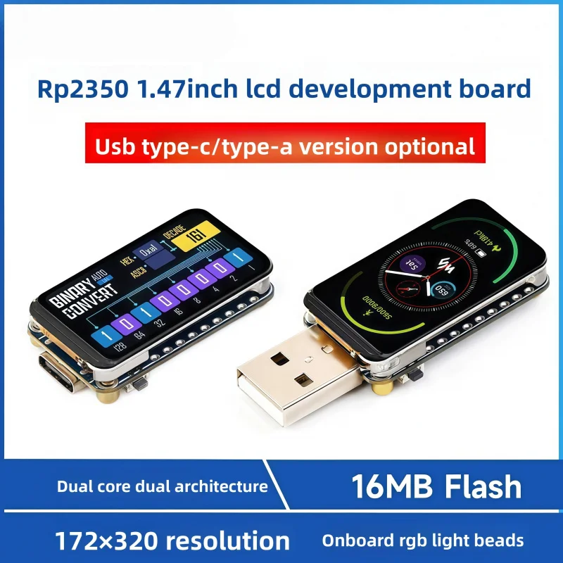 RP2350 Dual Core Onboard 1.47-Inch Display, IoT Intelligent Development Board, LCD Touch Screen Supporting WiFi6 Bluetooth
RP2350 Dual Core Onboard 1.47-Inch Display, IoT Intelligent Development Board, LCD Touch Screen Supporting WiFi6 Bluetooth