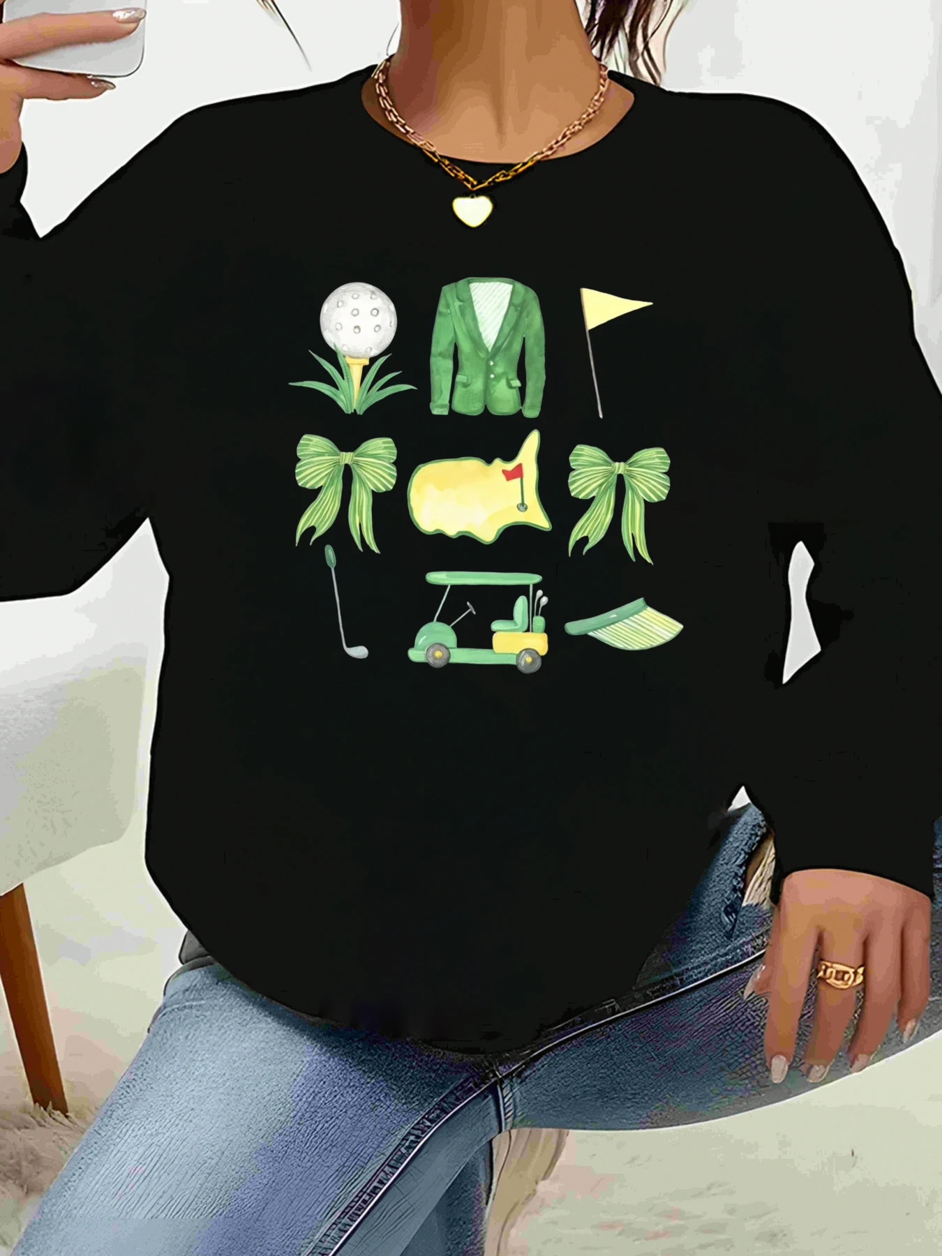 Топ с длинными рукавами и принтом на тему гольфа, повседневная одежда ко Дню Святого Патрика, женская мода
Топ с длинными рукавами и принтом на тему гольфа, повседневная одежда ко Дню Святого Патрика, женская мода